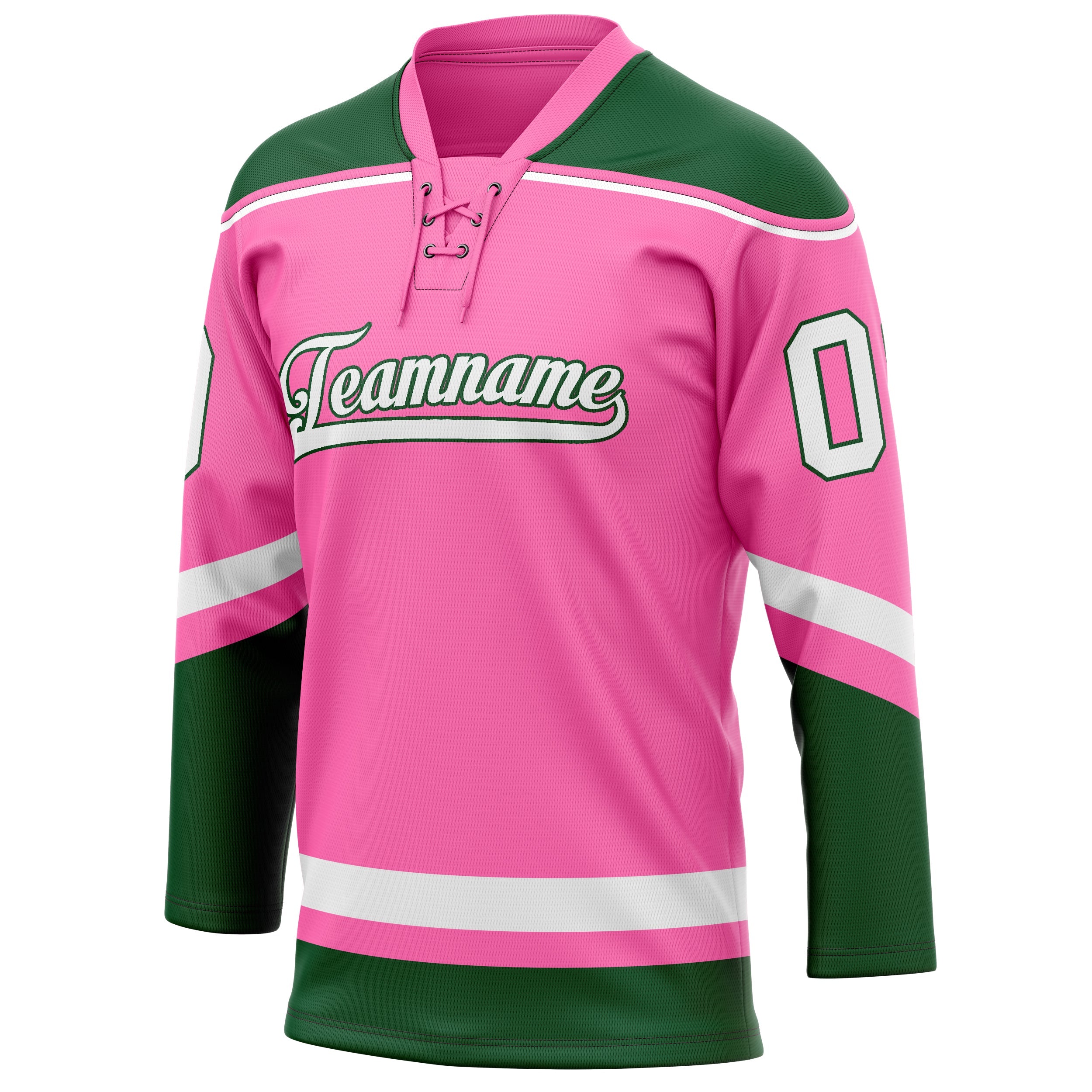 Custom Pink Kelly Green Solid Colour Hockey Jersey