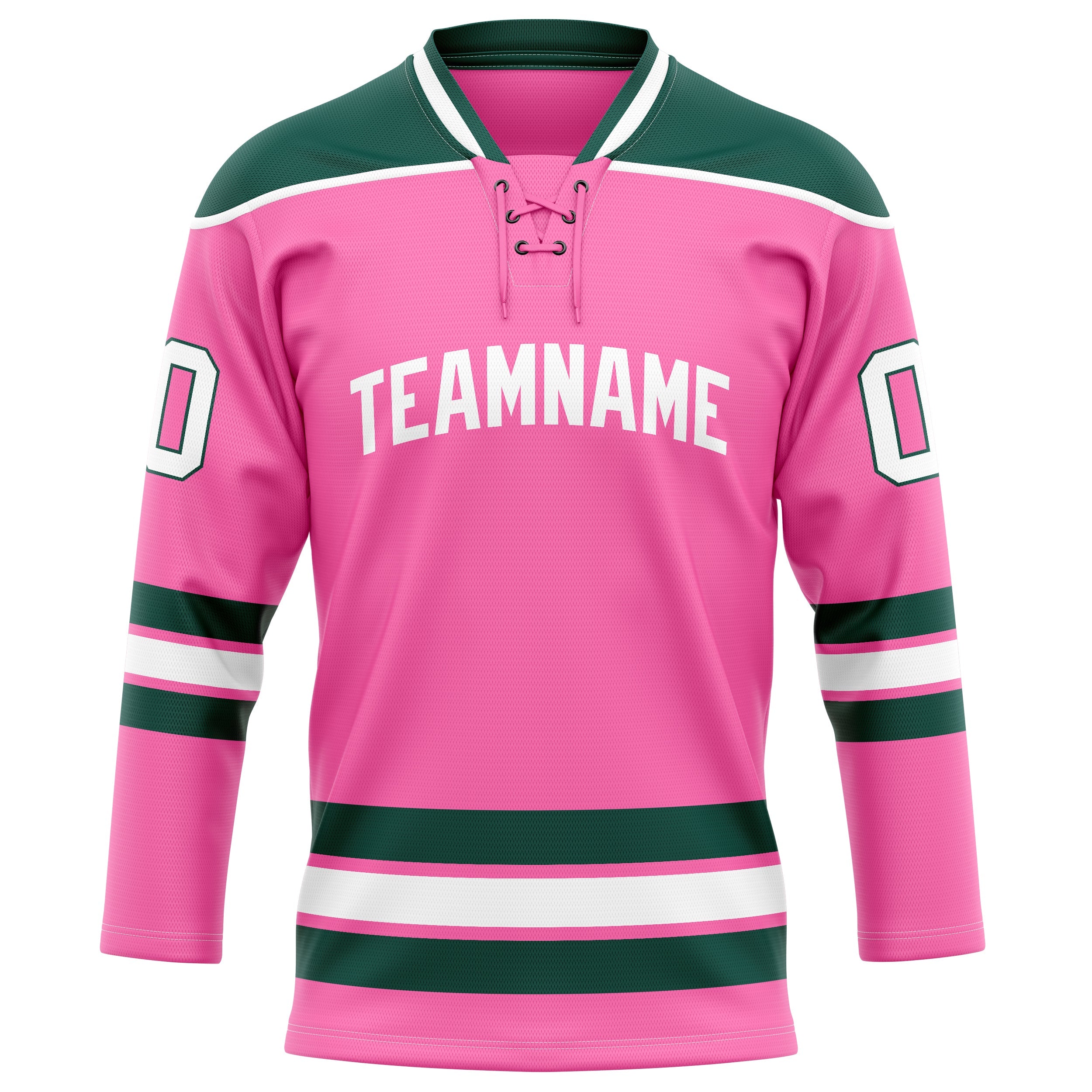 Custom Pink Kelly Green Solid Colour Hockey Jersey