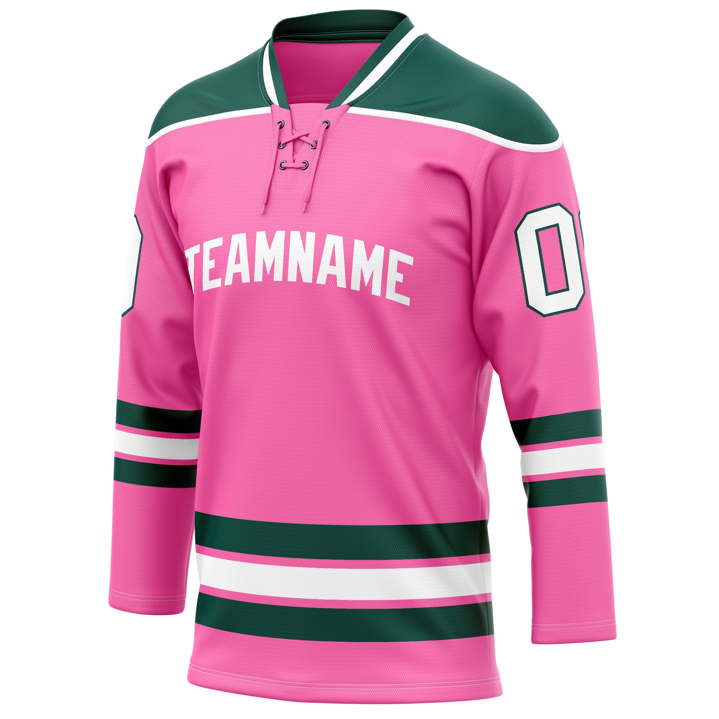 Custom Pink Kelly Green Solid Colour Hockey Jersey
