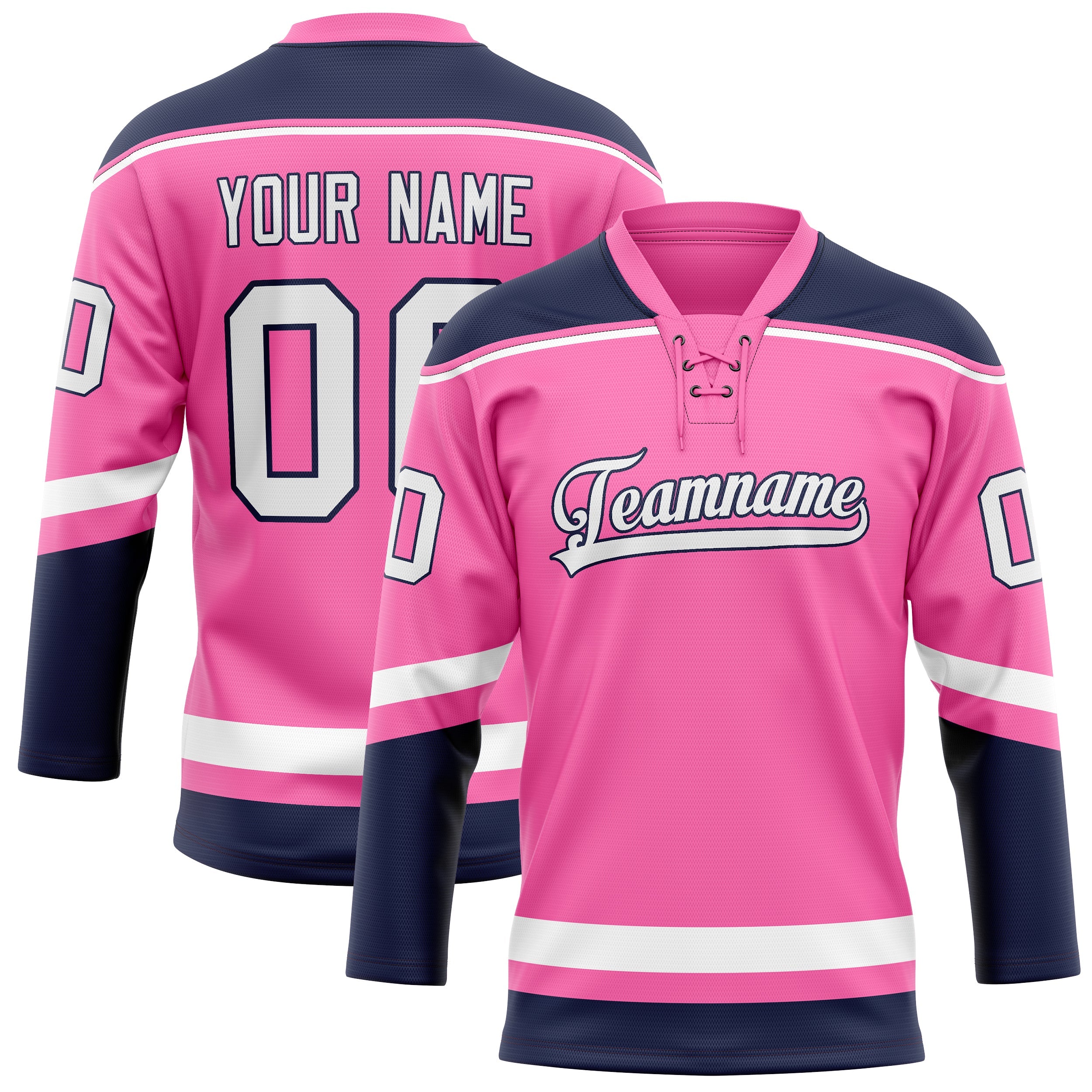 Custom Pink Black Solid Colour Hockey Jersey