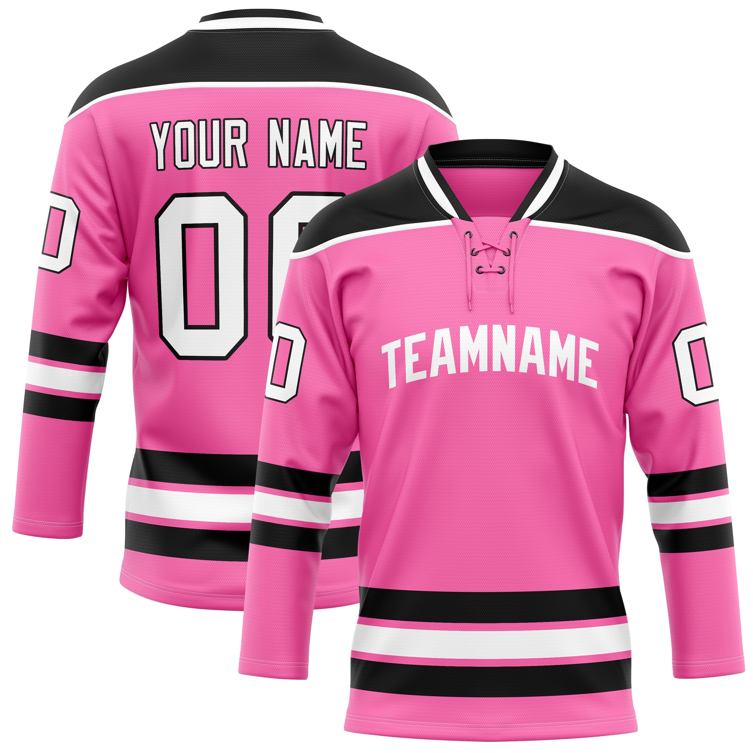 Custom Pink Black Solid Colour Hockey Jersey