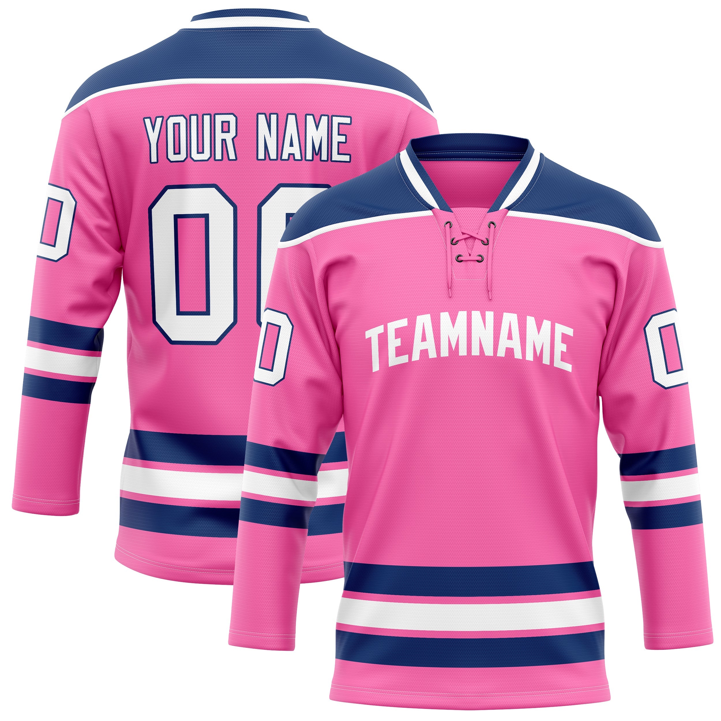 Custom Pink Navy Solid Colour Hockey Jersey