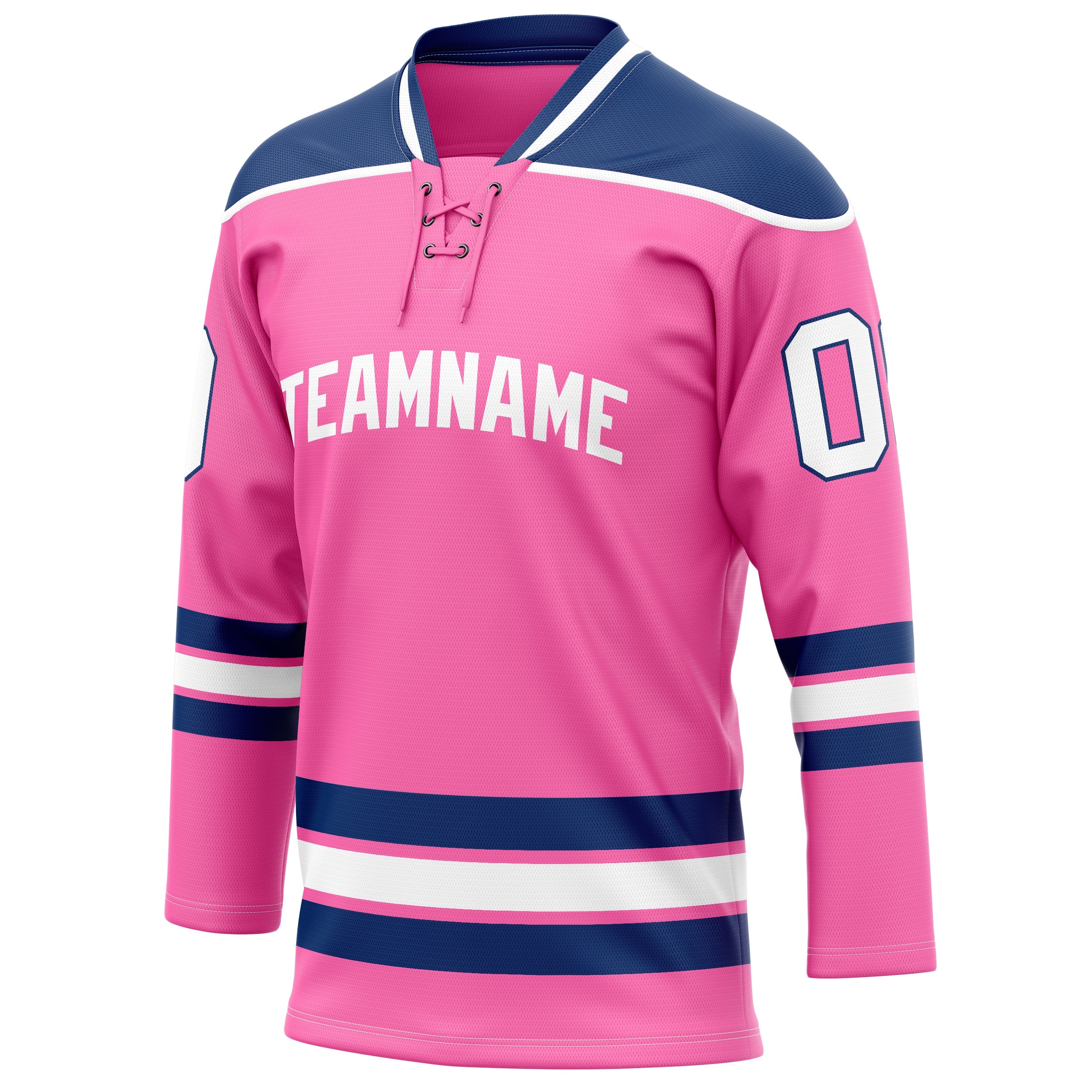 Custom Pink Navy Solid Colour Hockey Jersey