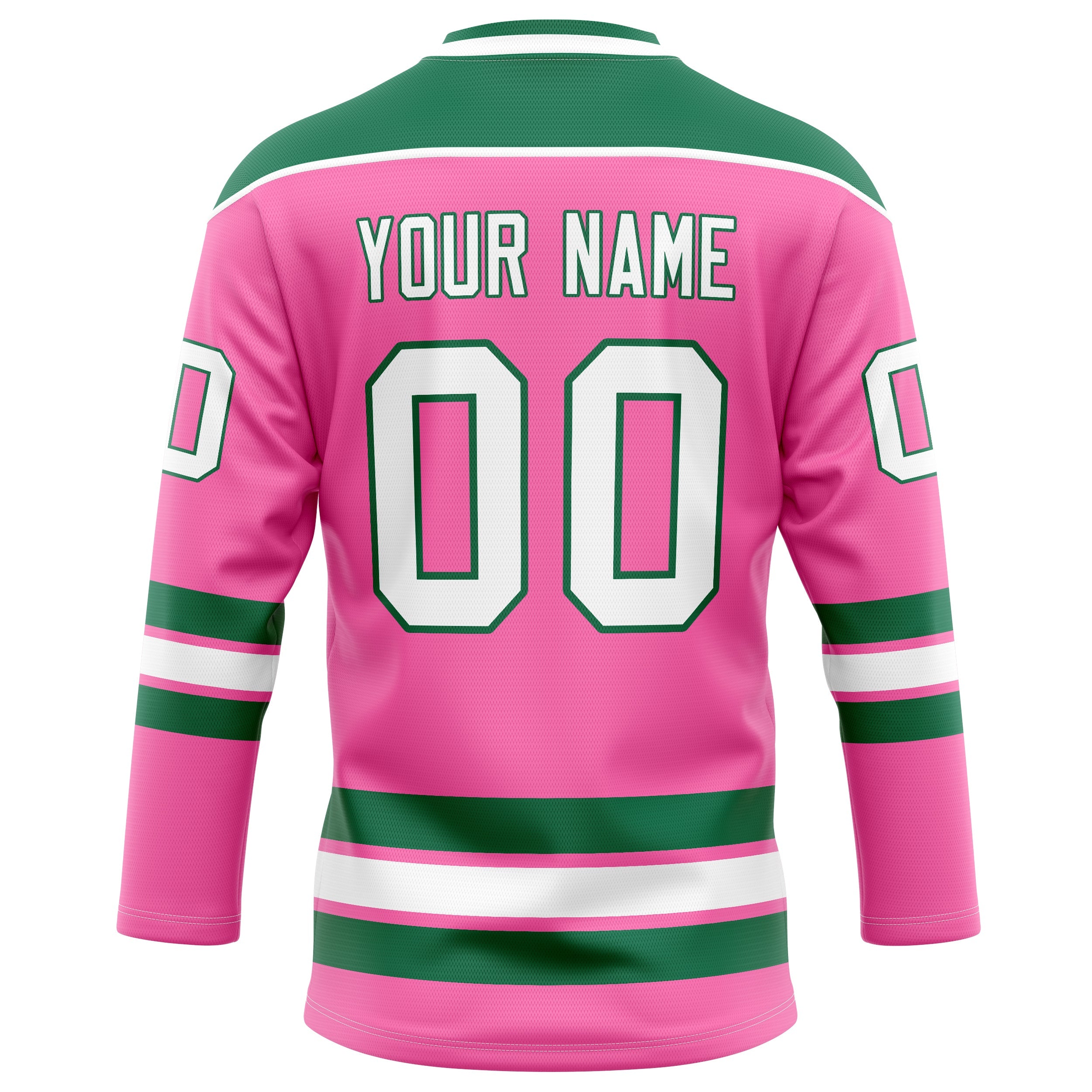 Custom Pink Kelly Green Solid Colour Hockey Jersey