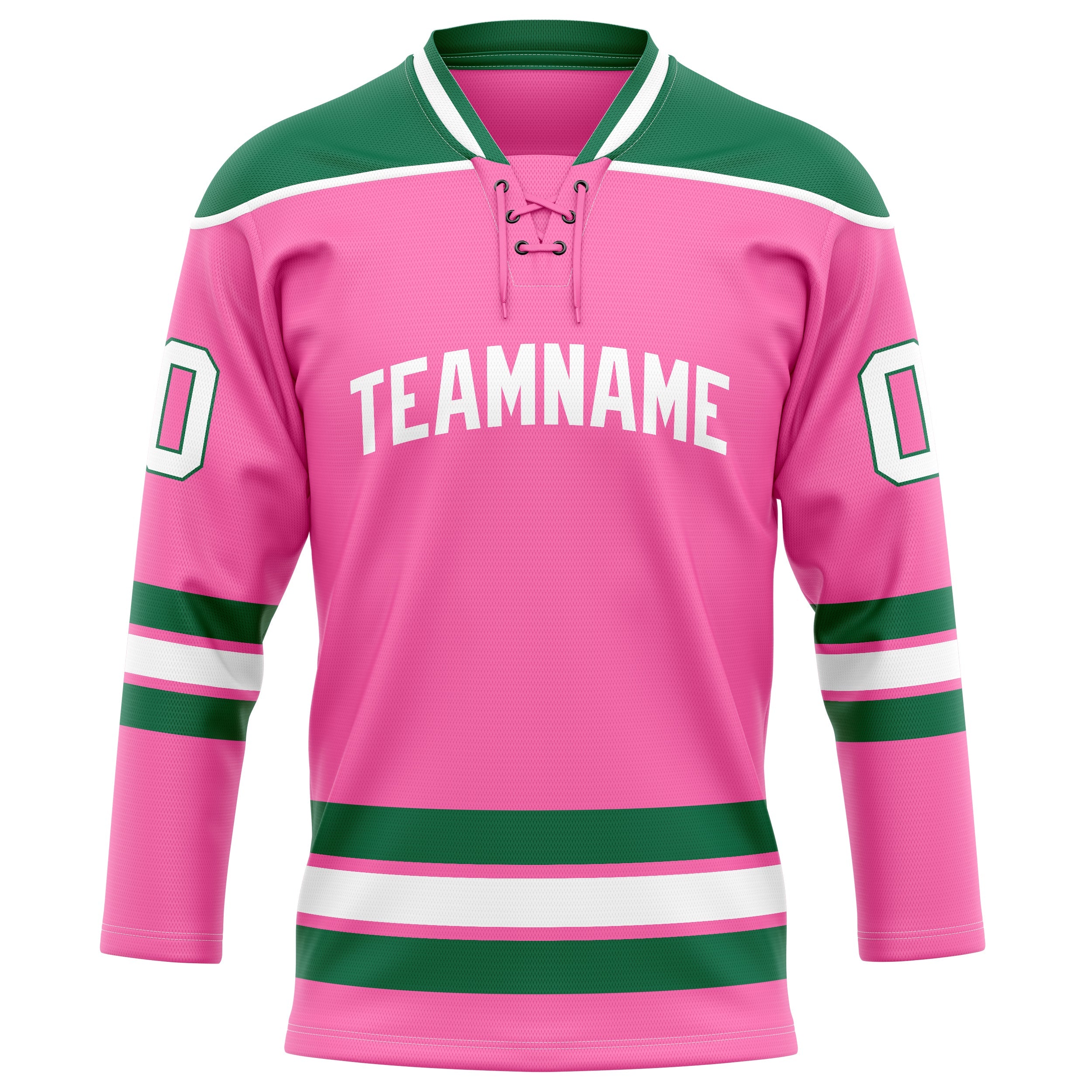 Custom Pink Kelly Green Solid Colour Hockey Jersey