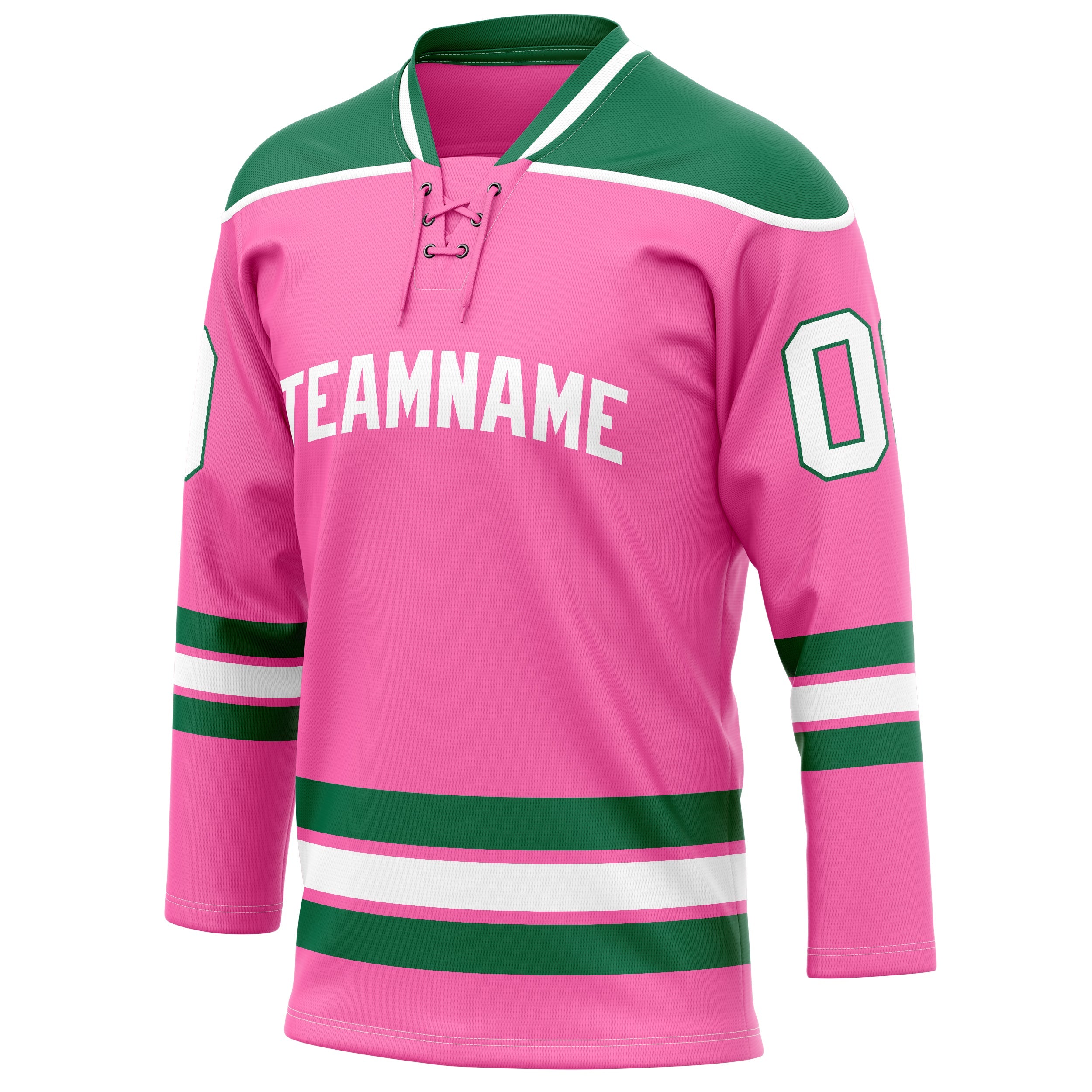 Custom Pink Kelly Green Solid Colour Hockey Jersey