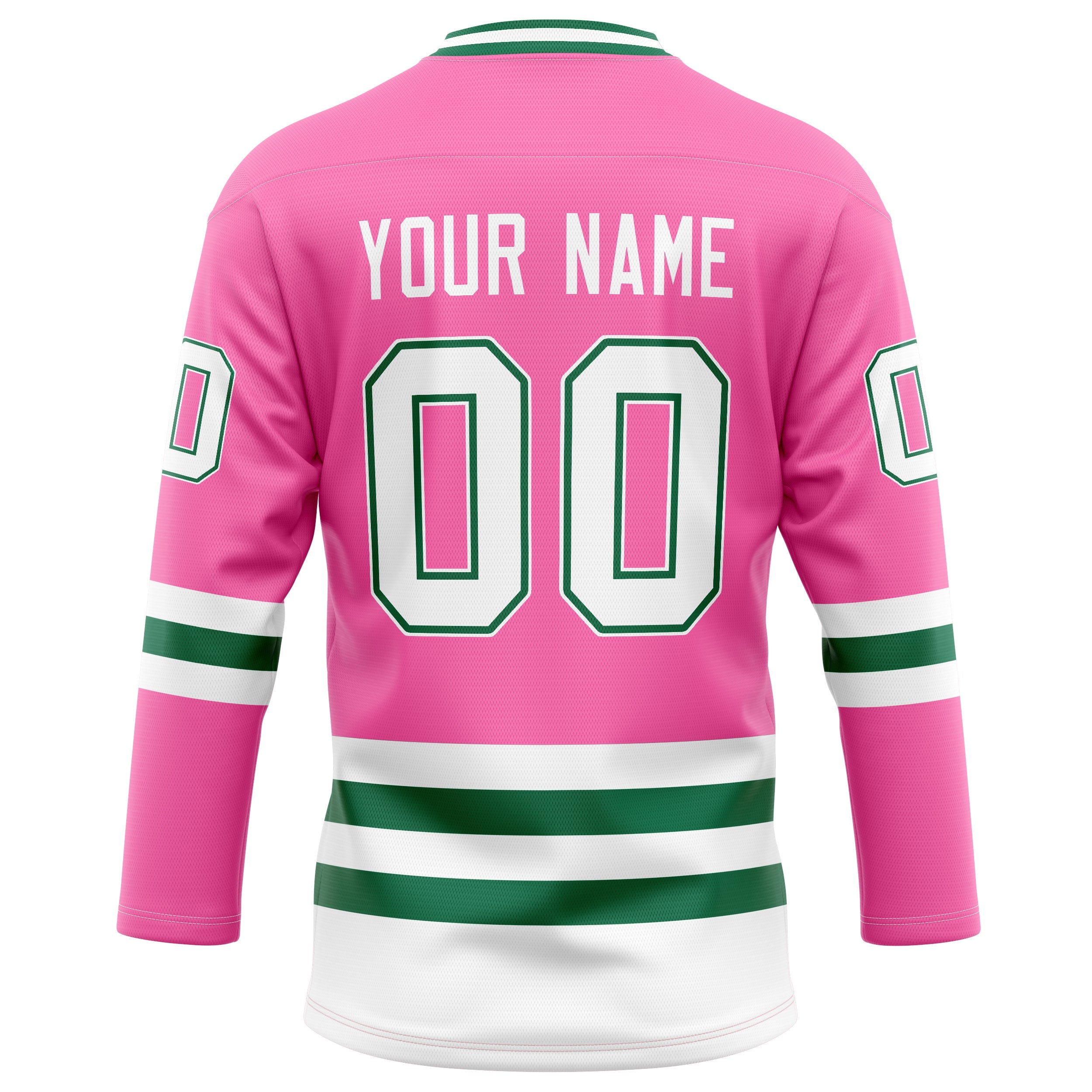 Custom Pink Kelly Green Solid Colour Hockey Jersey
