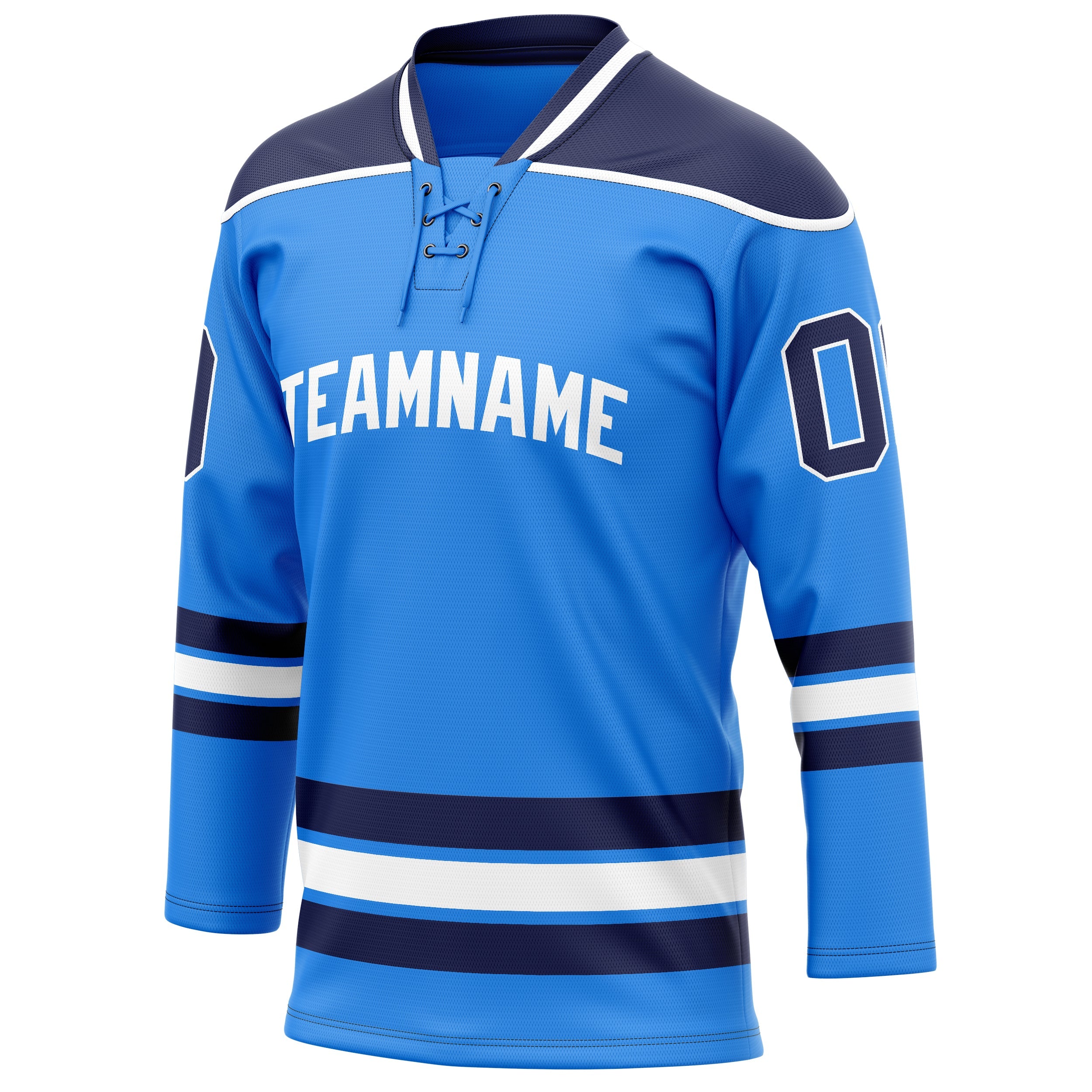 Custom Powder Blue Black Solid Colour Hockey Jersey
