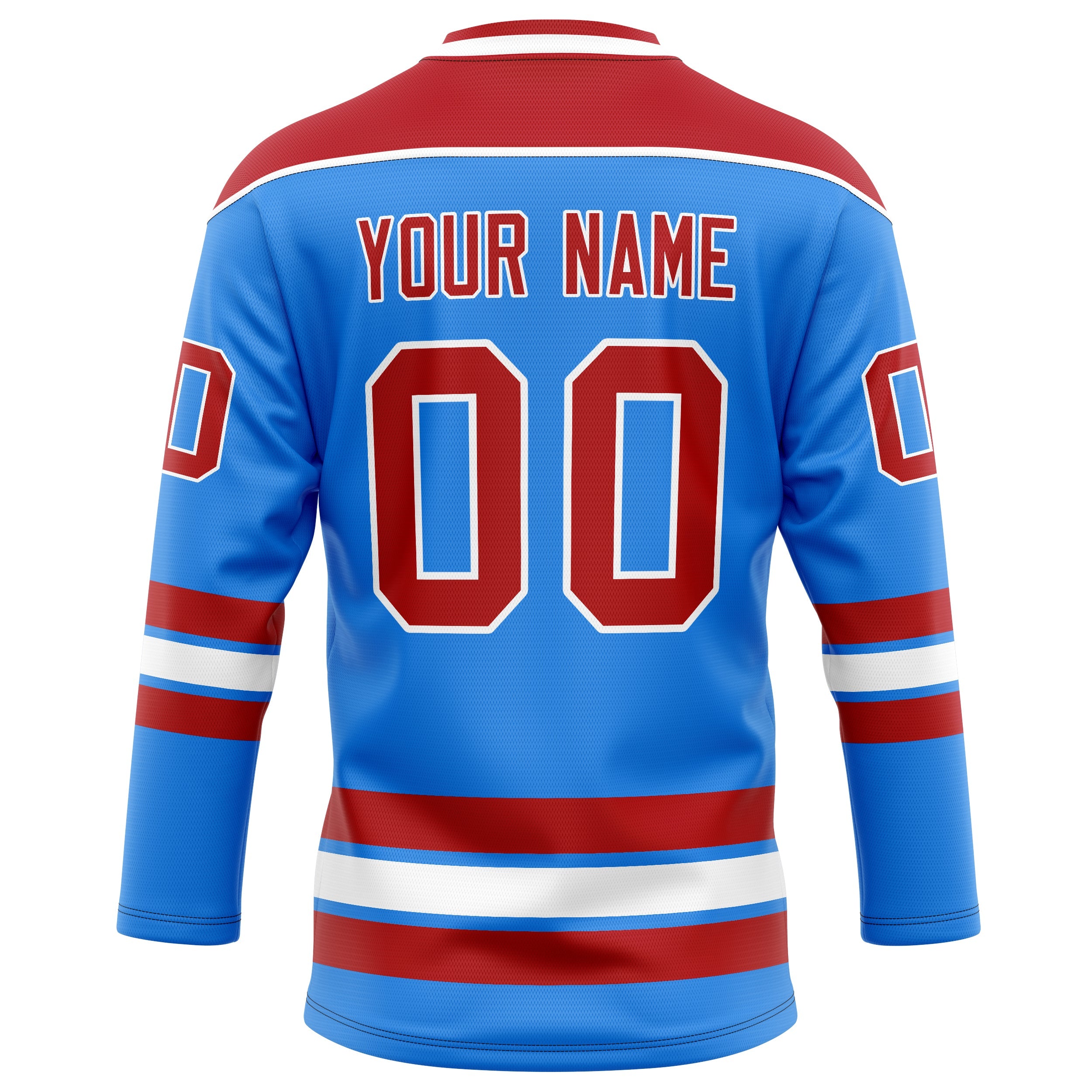 Custom Powder Blue Red Solid Colour Hockey Jersey