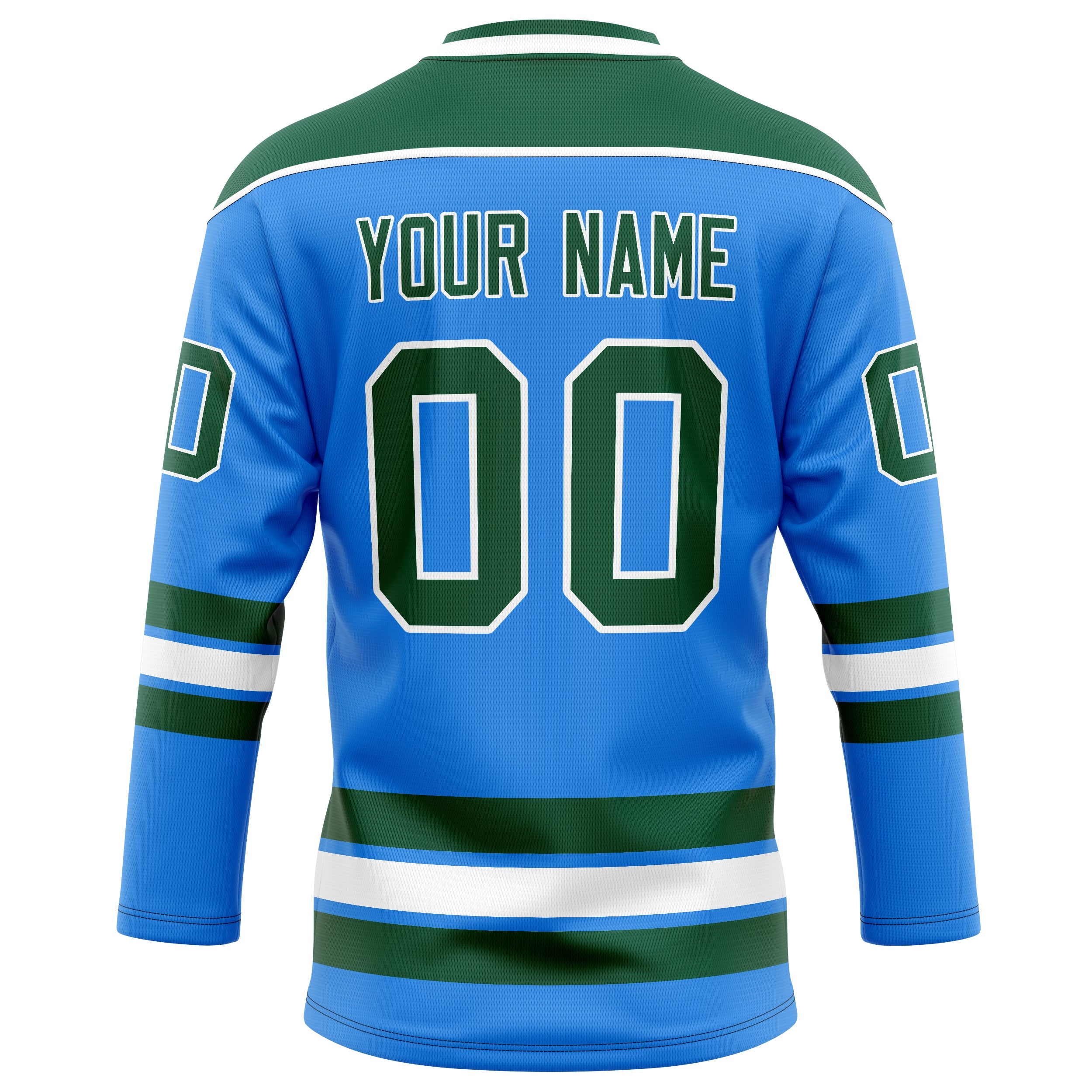 Custom Powder Blue Kelly Green Solid Colour Hockey Jersey