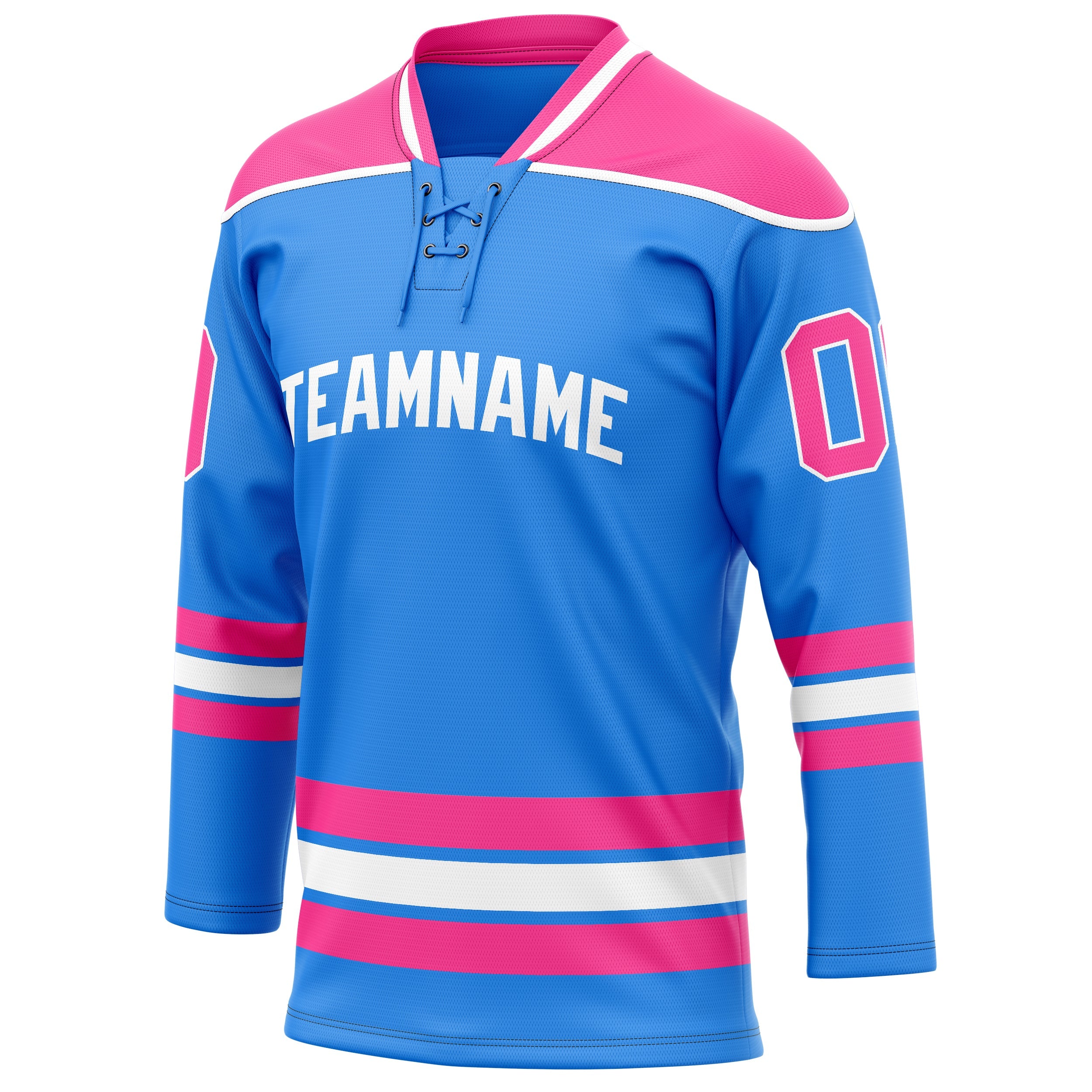Custom Powder Blue Pink Solid Colour Hockey Jersey