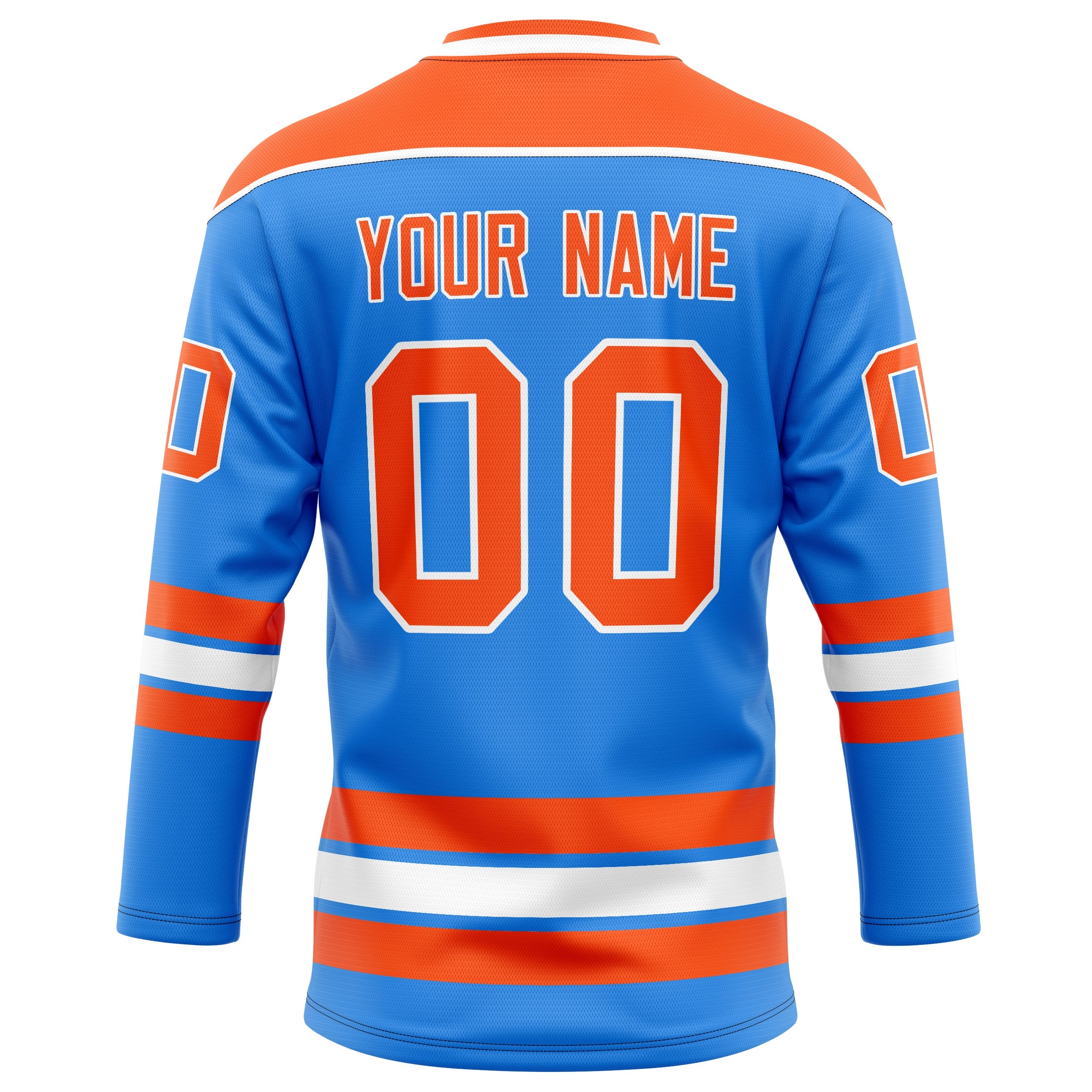Custom Powder Blue Orange Solid Colour Hockey Jersey
