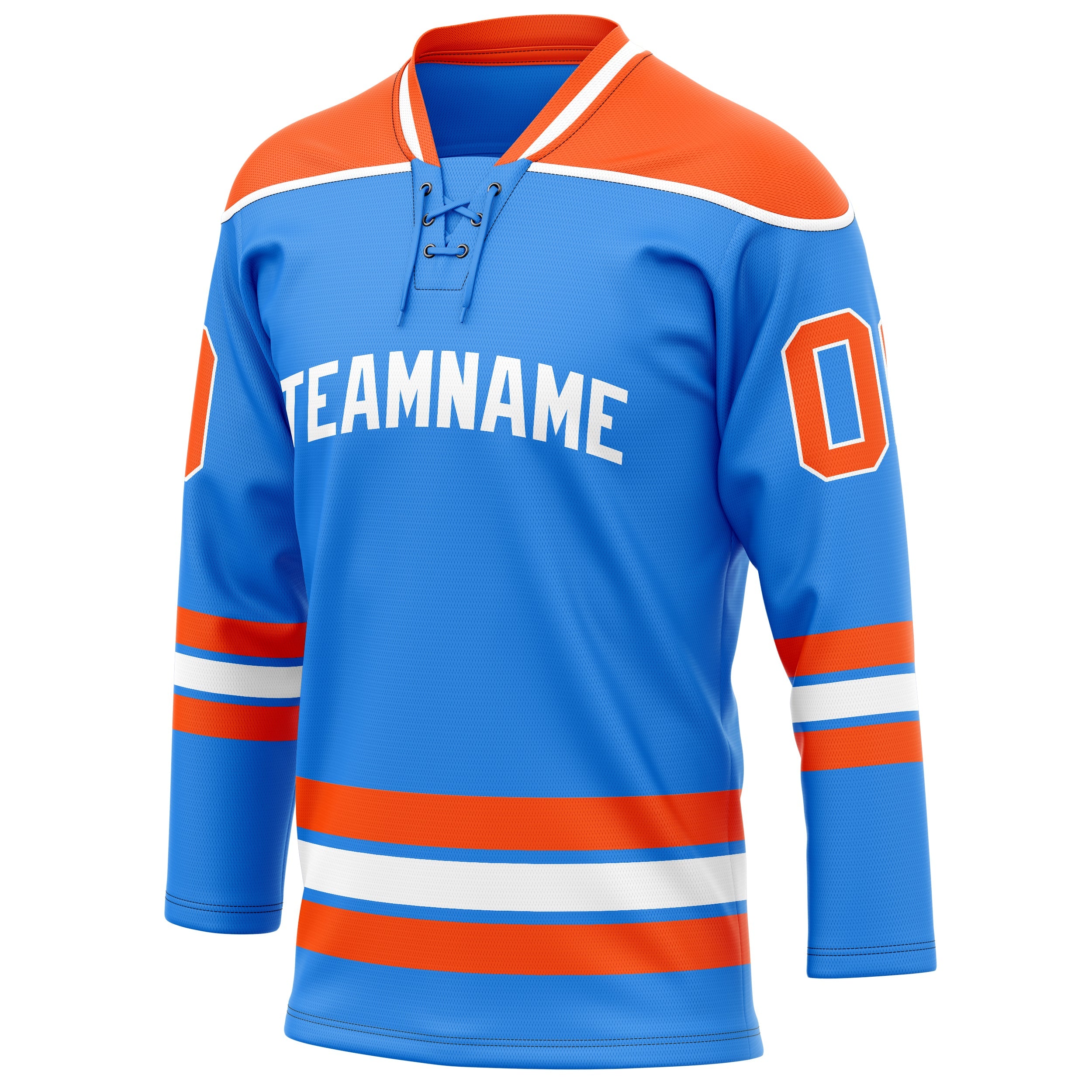 Custom Powder Blue Orange Solid Colour Hockey Jersey