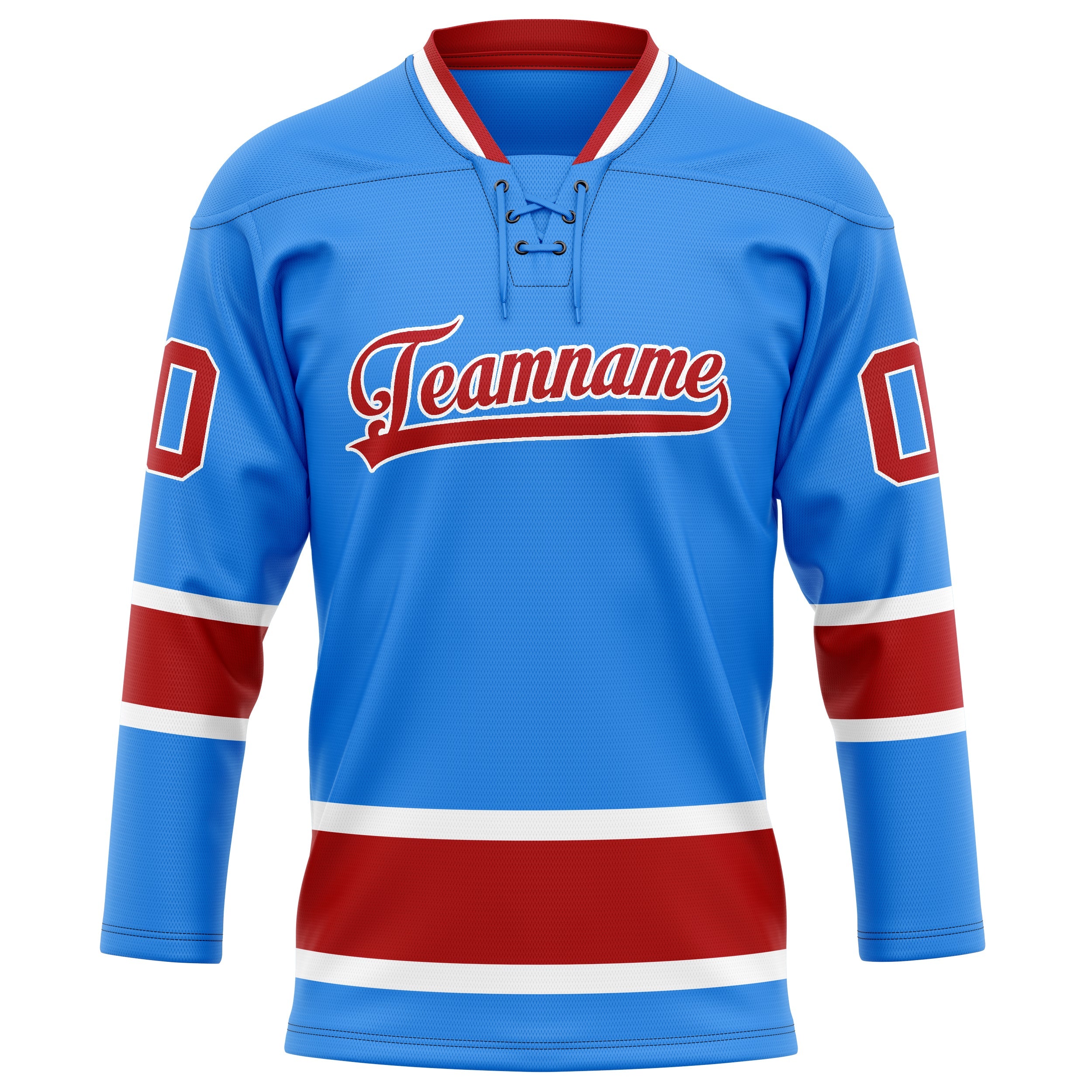 Custom Powder Blue Maroon Solid Colour Hockey Jersey