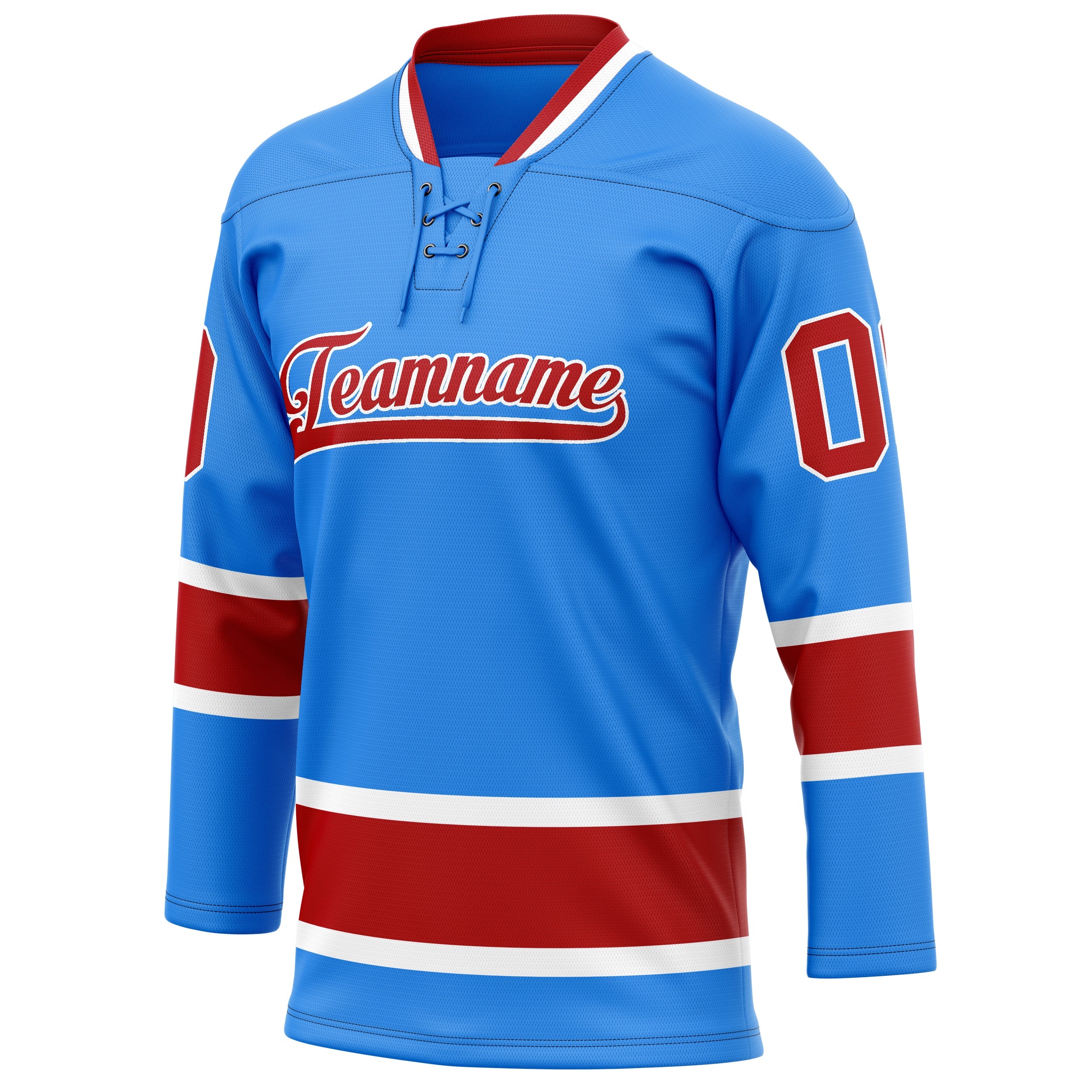 Custom Powder Blue Maroon Solid Colour Hockey Jersey