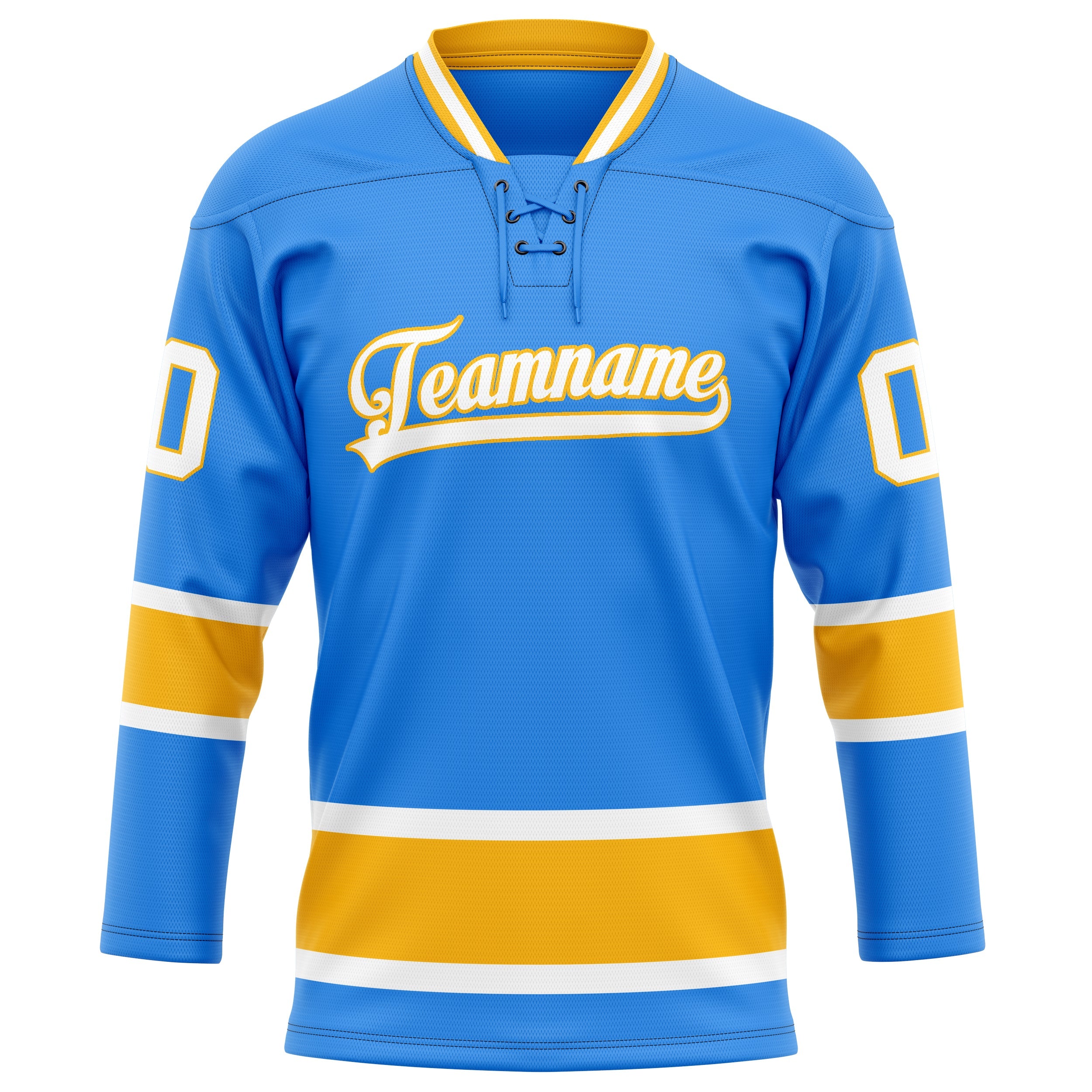 Custom Powder Blue Gold Solid Colour Hockey Jersey