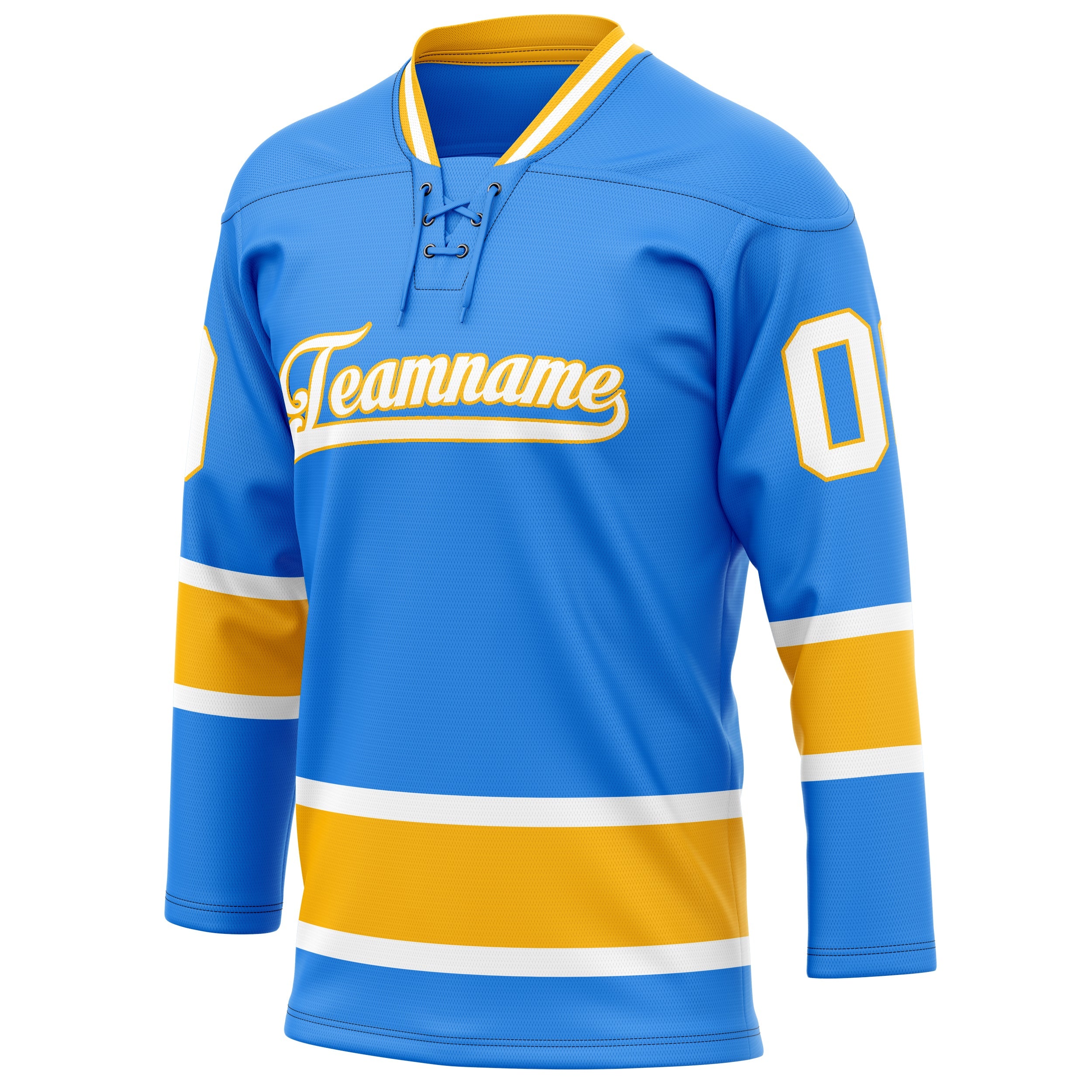 Custom Powder Blue Gold Solid Colour Hockey Jersey
