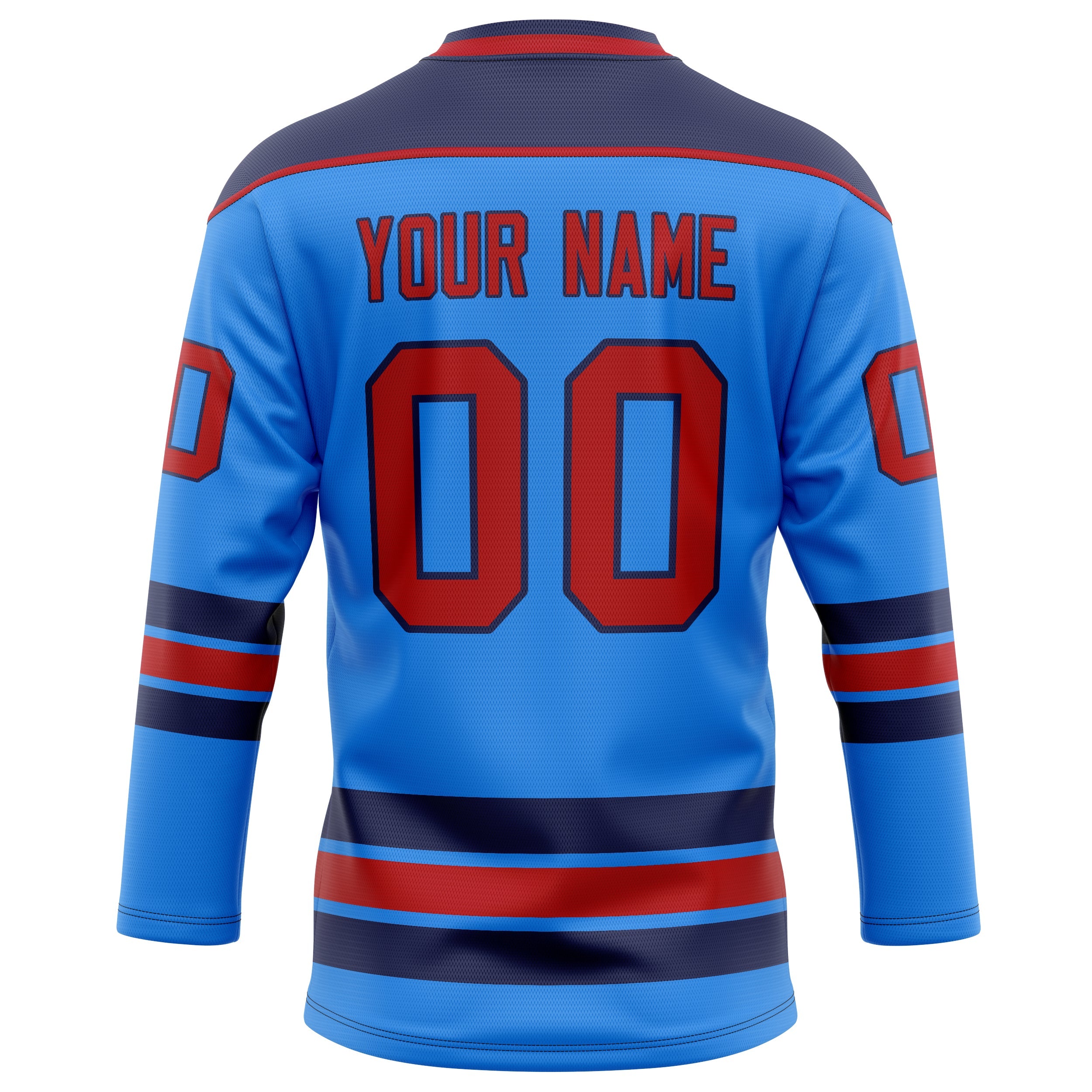 Custom Powder Blue Red Solid Colour Hockey Jersey