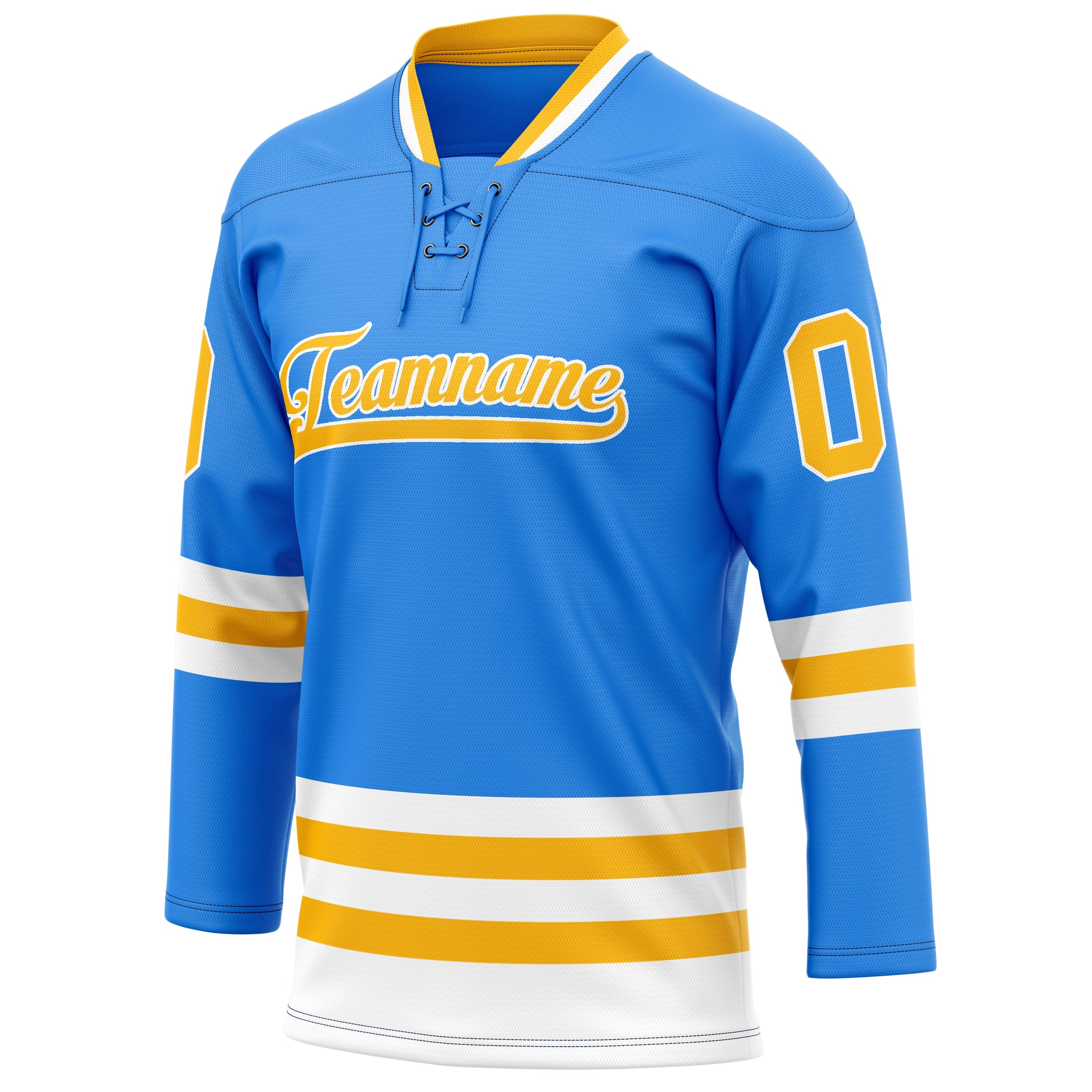 Custom Powder Blue Gold Solid Colour Hockey Jersey