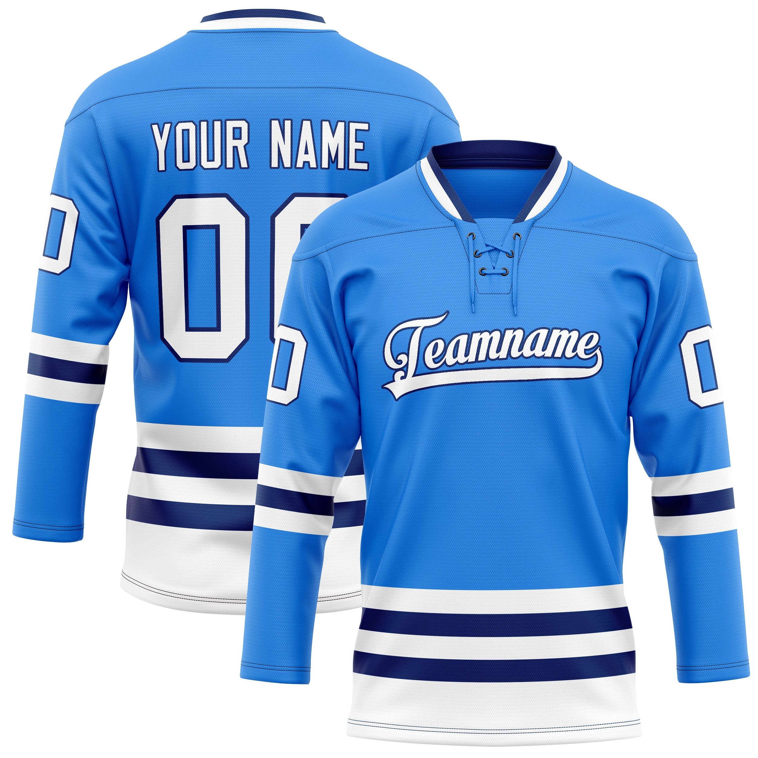 Custom Powder Blue Navy Solid Colour Hockey Jersey