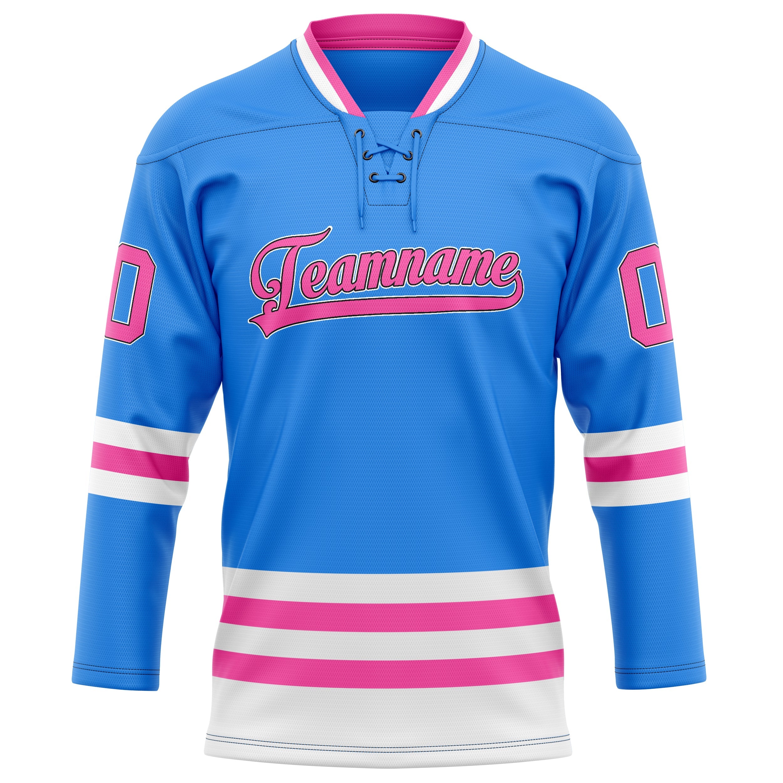 Custom Powder Blue Pink Solid Colour Hockey Jersey