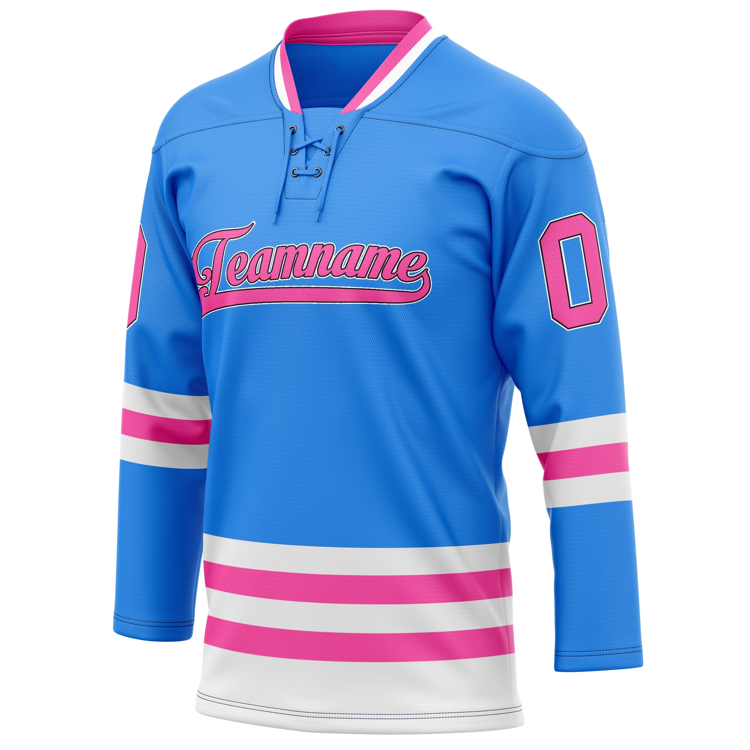Custom Powder Blue Pink Solid Colour Hockey Jersey