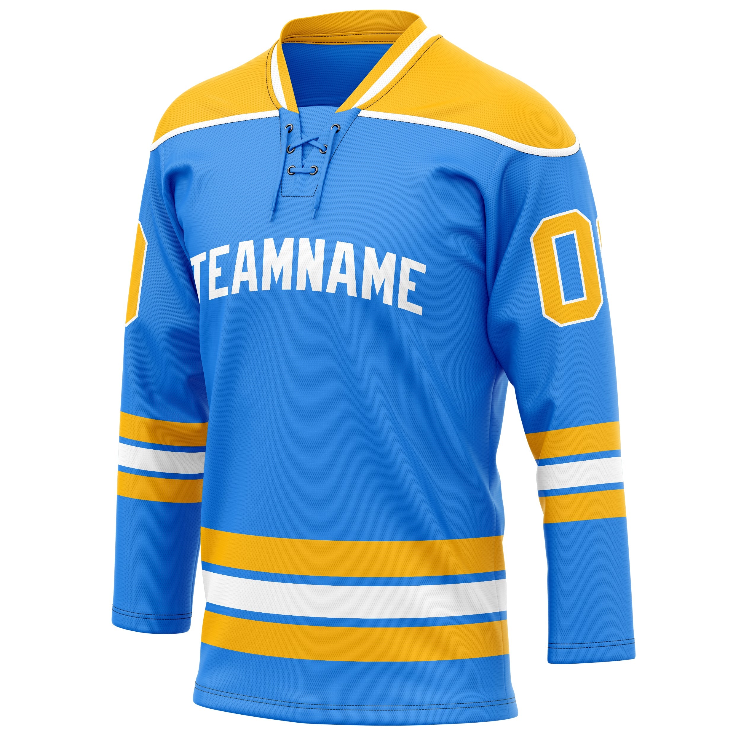 Custom Powder Blue Gold Solid Colour Hockey Jersey
