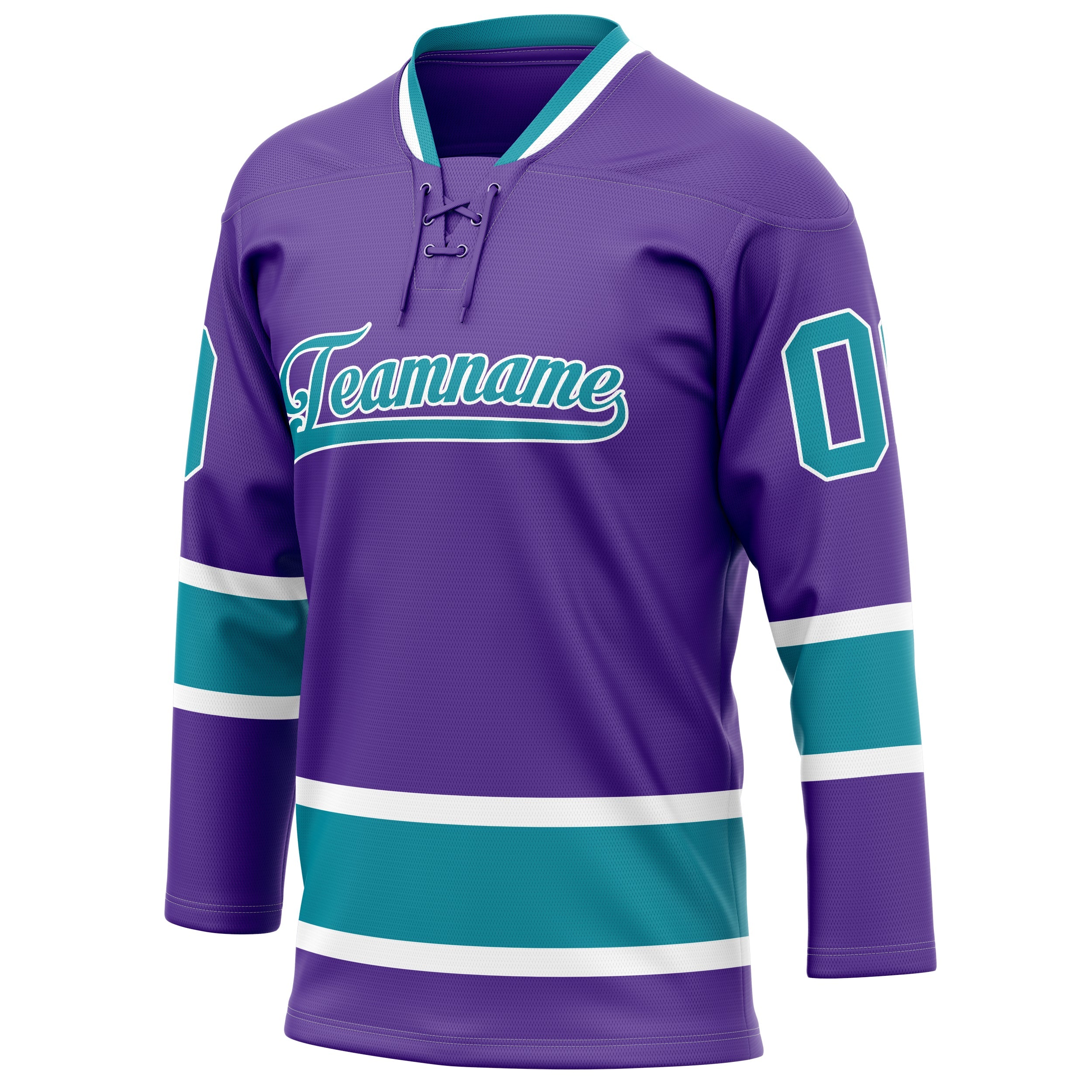 Custom Purple Teal Solid Colour Hockey Jersey