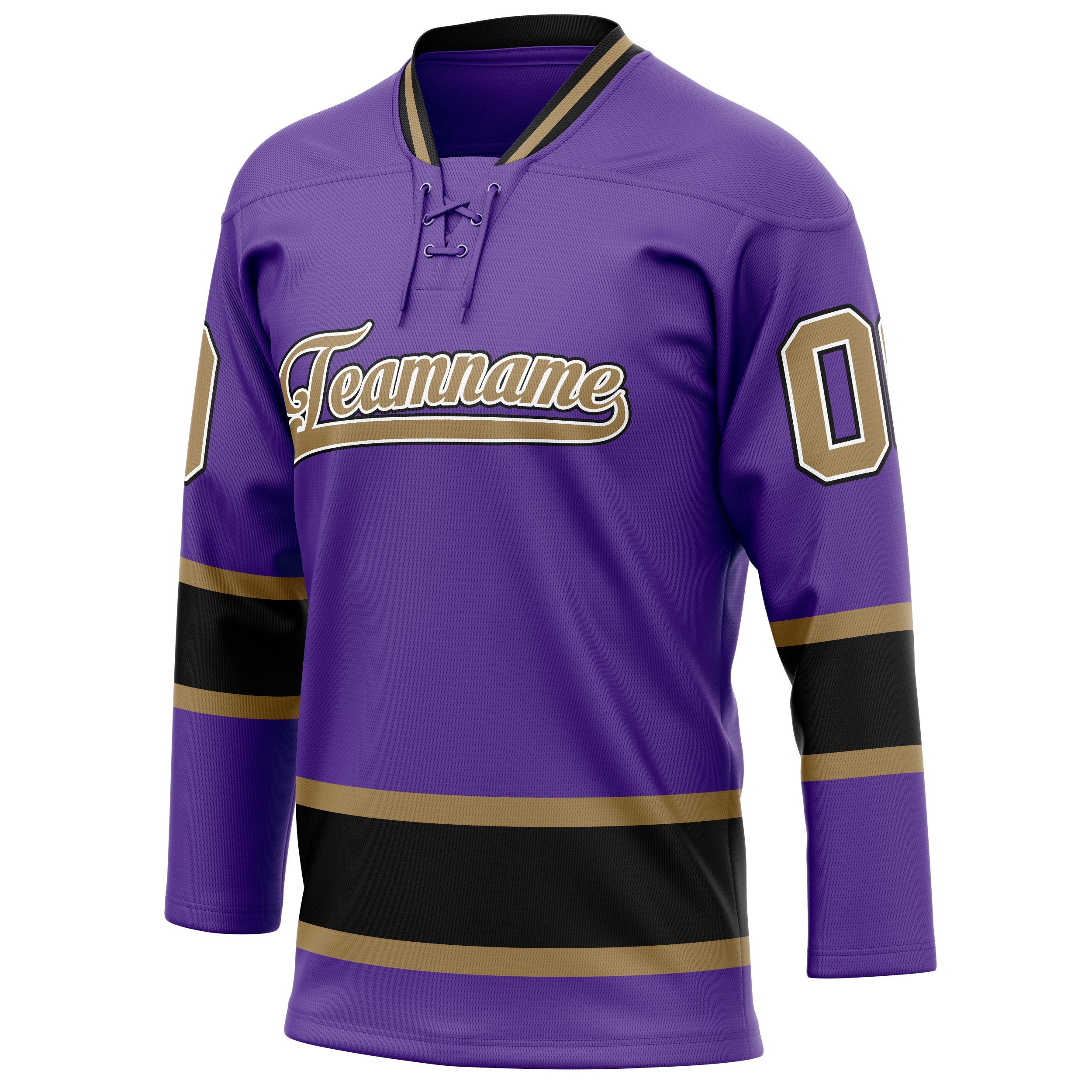 Custom Purple Old Gold Solid Colour Hockey Jersey