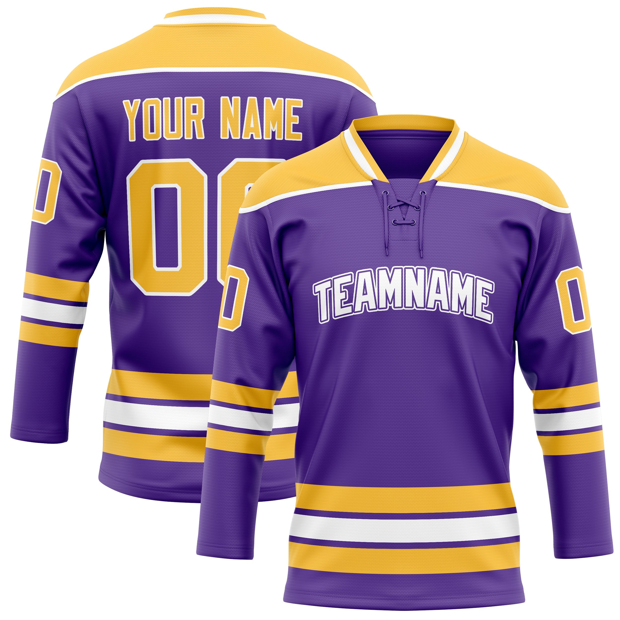 Custom Purple Gold Solid Colour Hockey Jersey