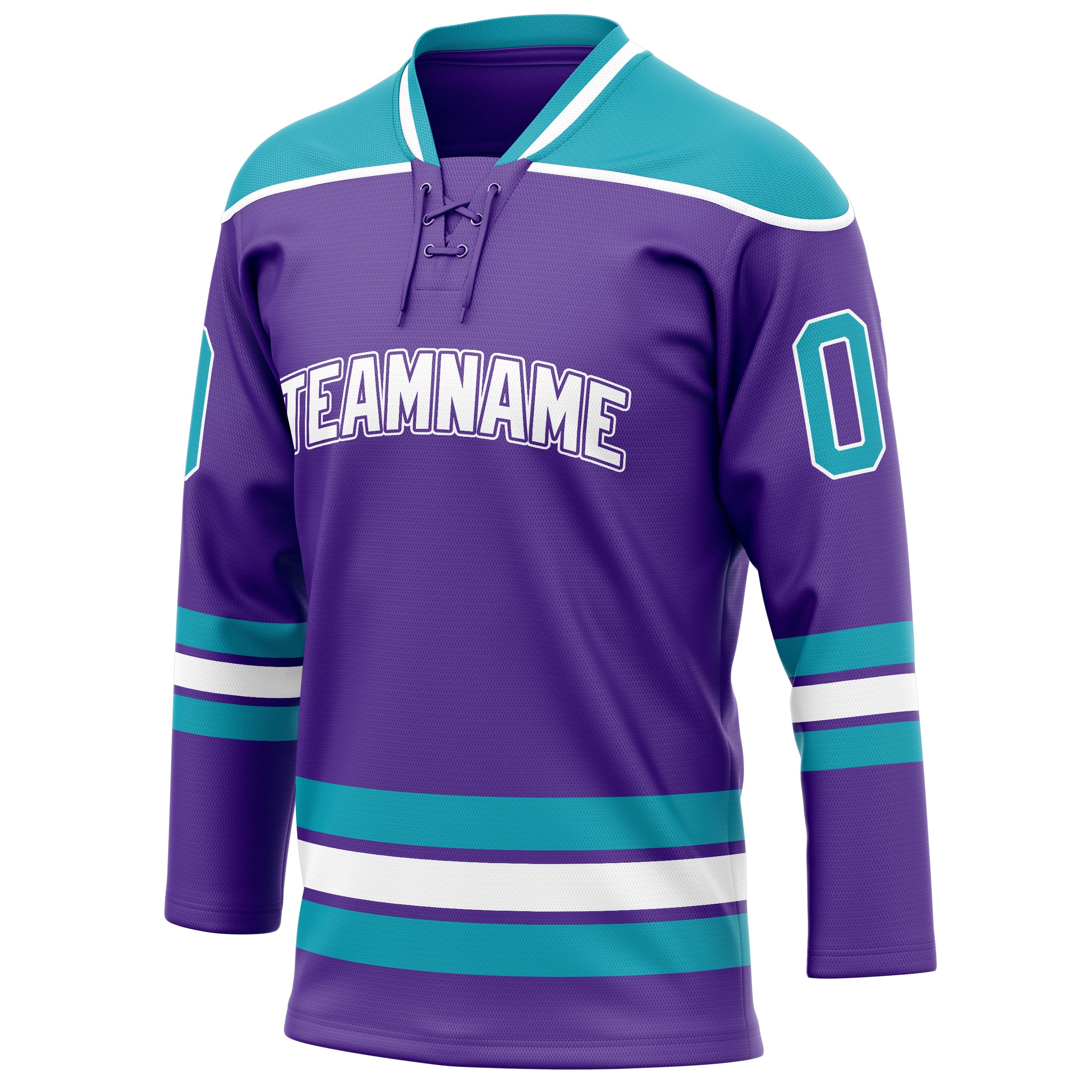 Custom Purple Teal Solid Colour Hockey Jersey