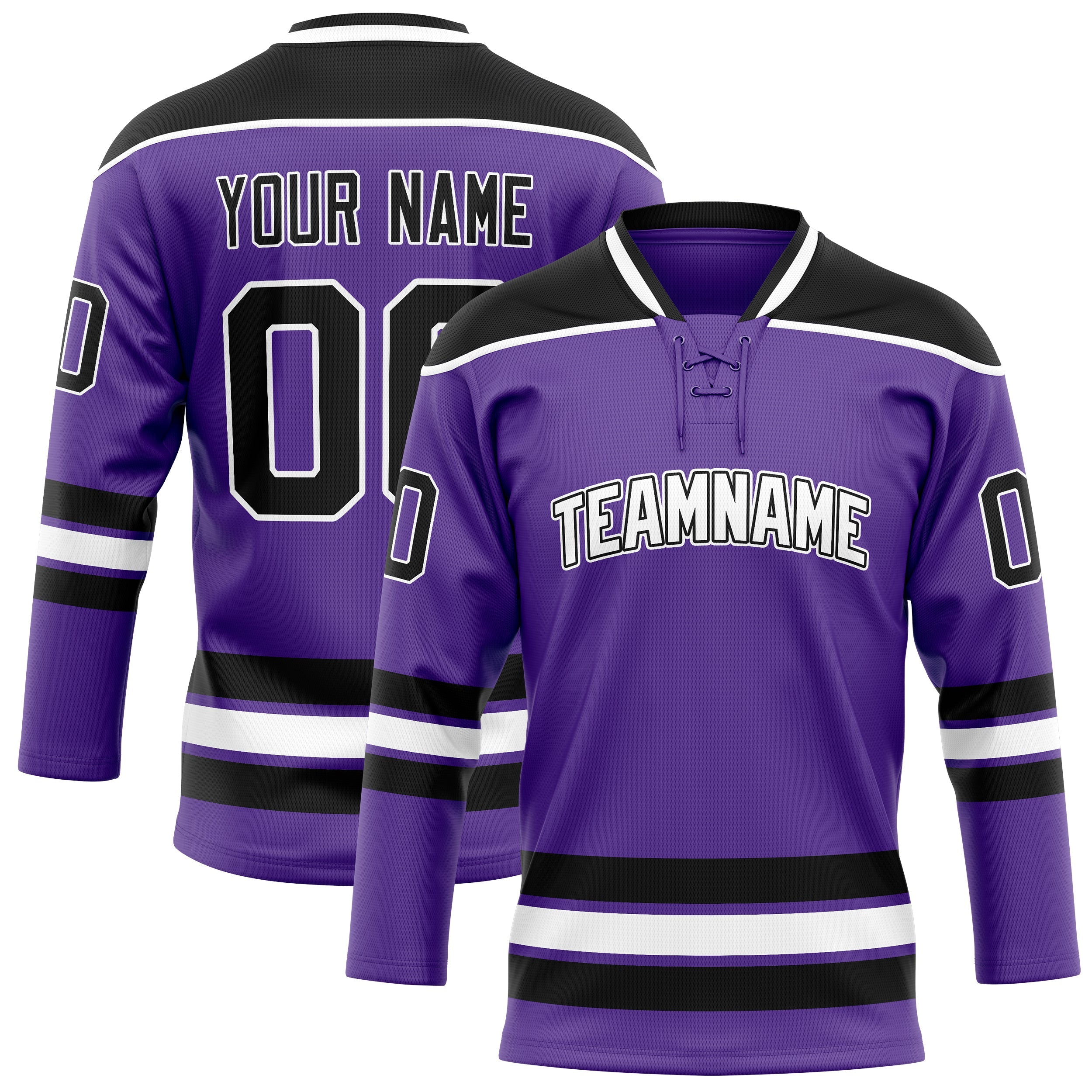 Custom Purple Black Solid Colour Hockey Jersey