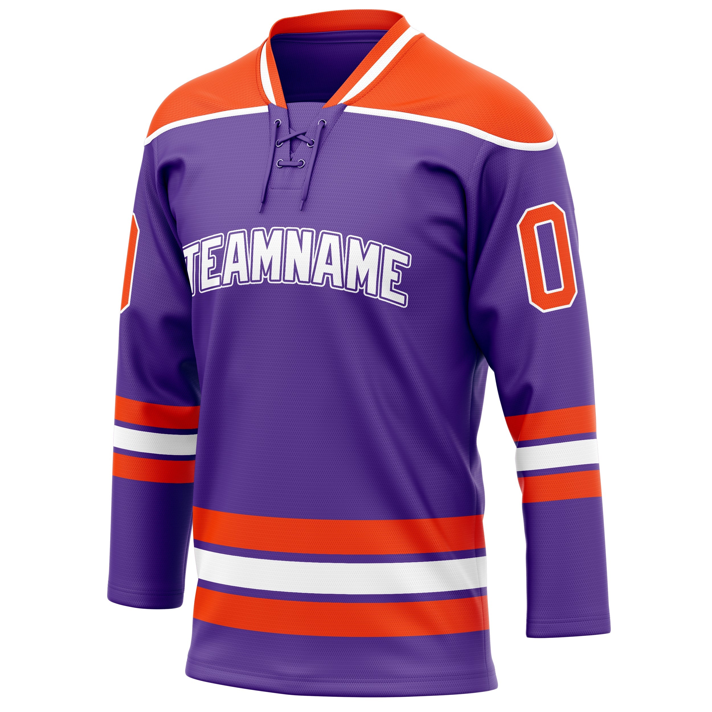Custom Purple Orange Solid Colour Hockey Jersey