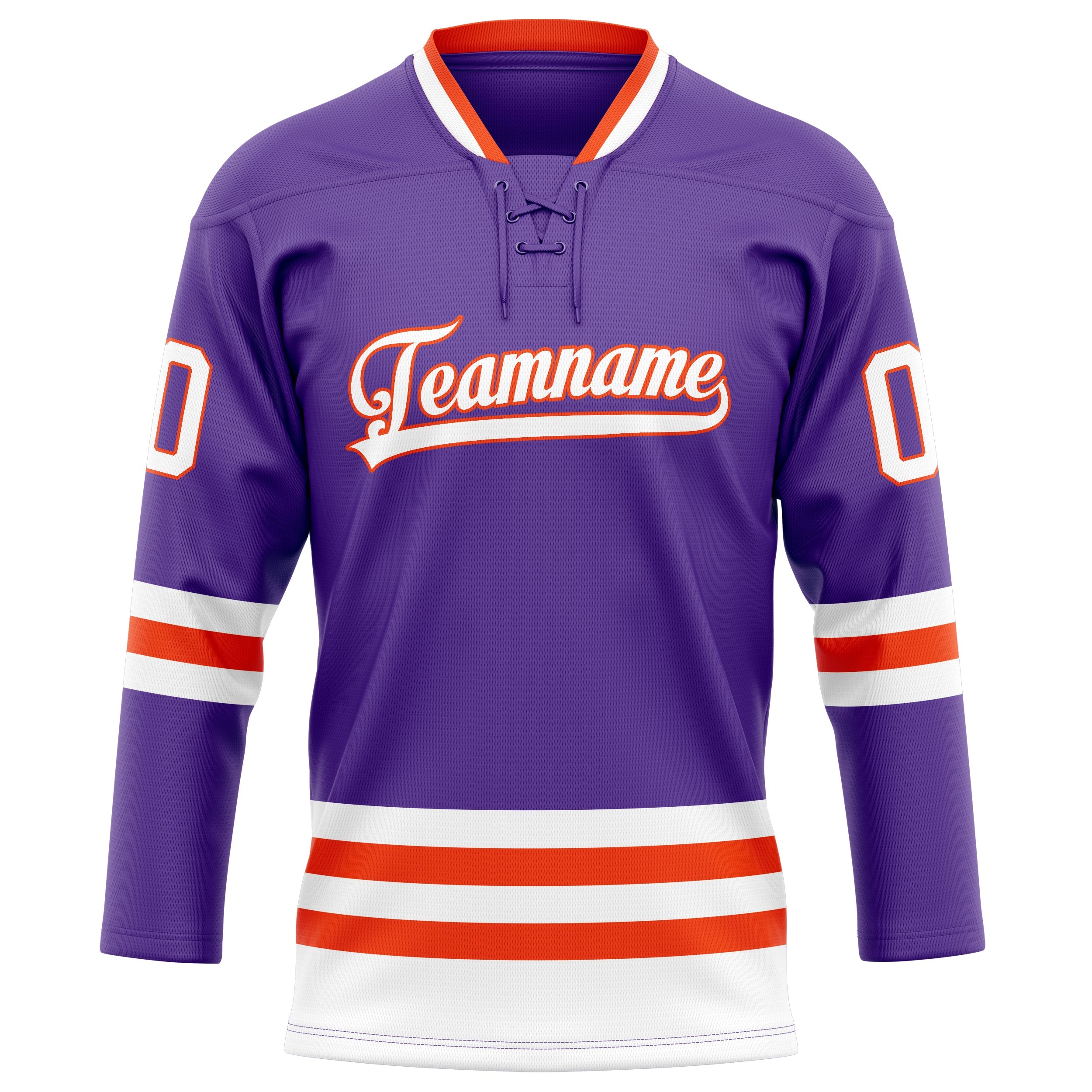 Custom Purple Orange Solid Colour Hockey Jersey