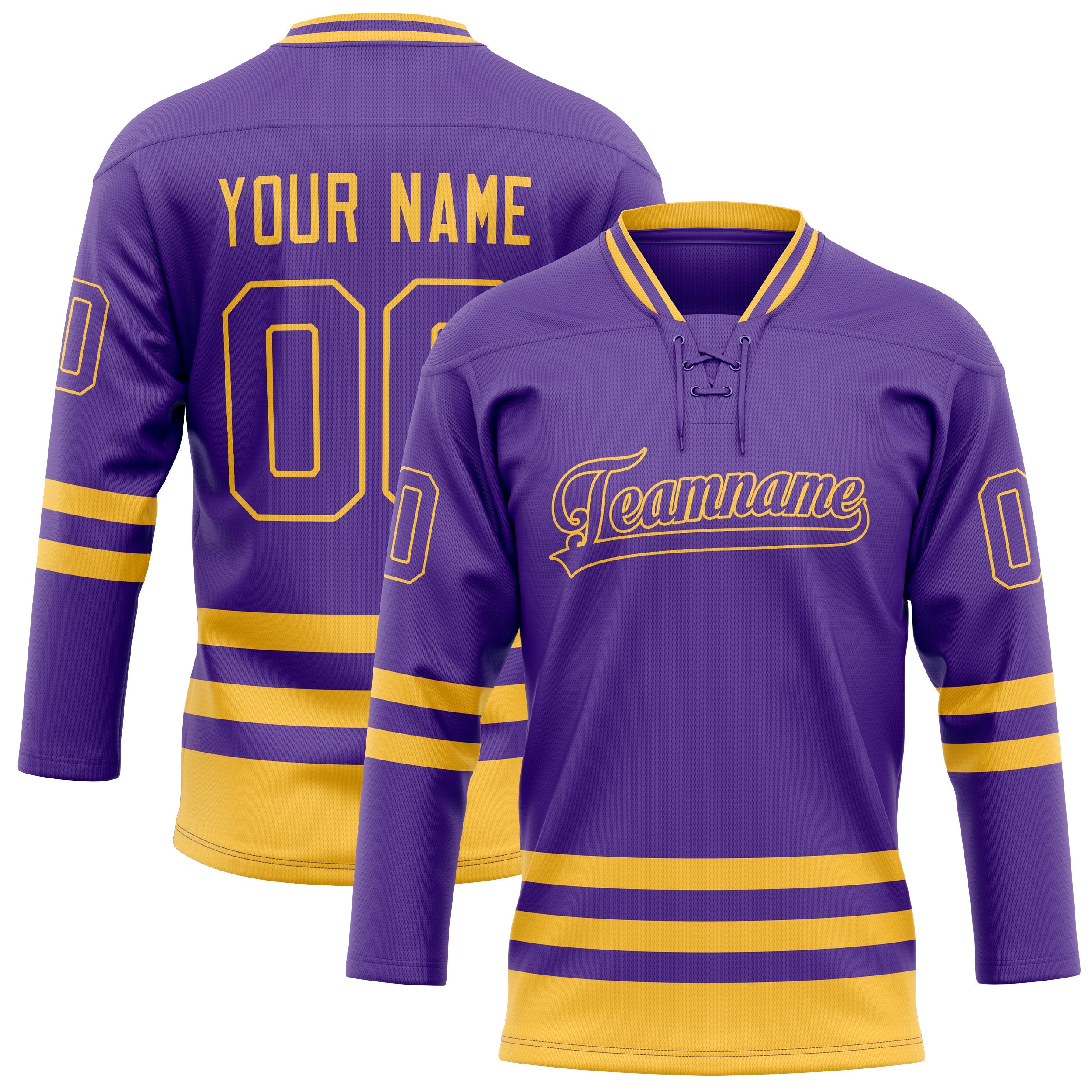 Custom Purple Gold Solid Colour Hockey Jersey