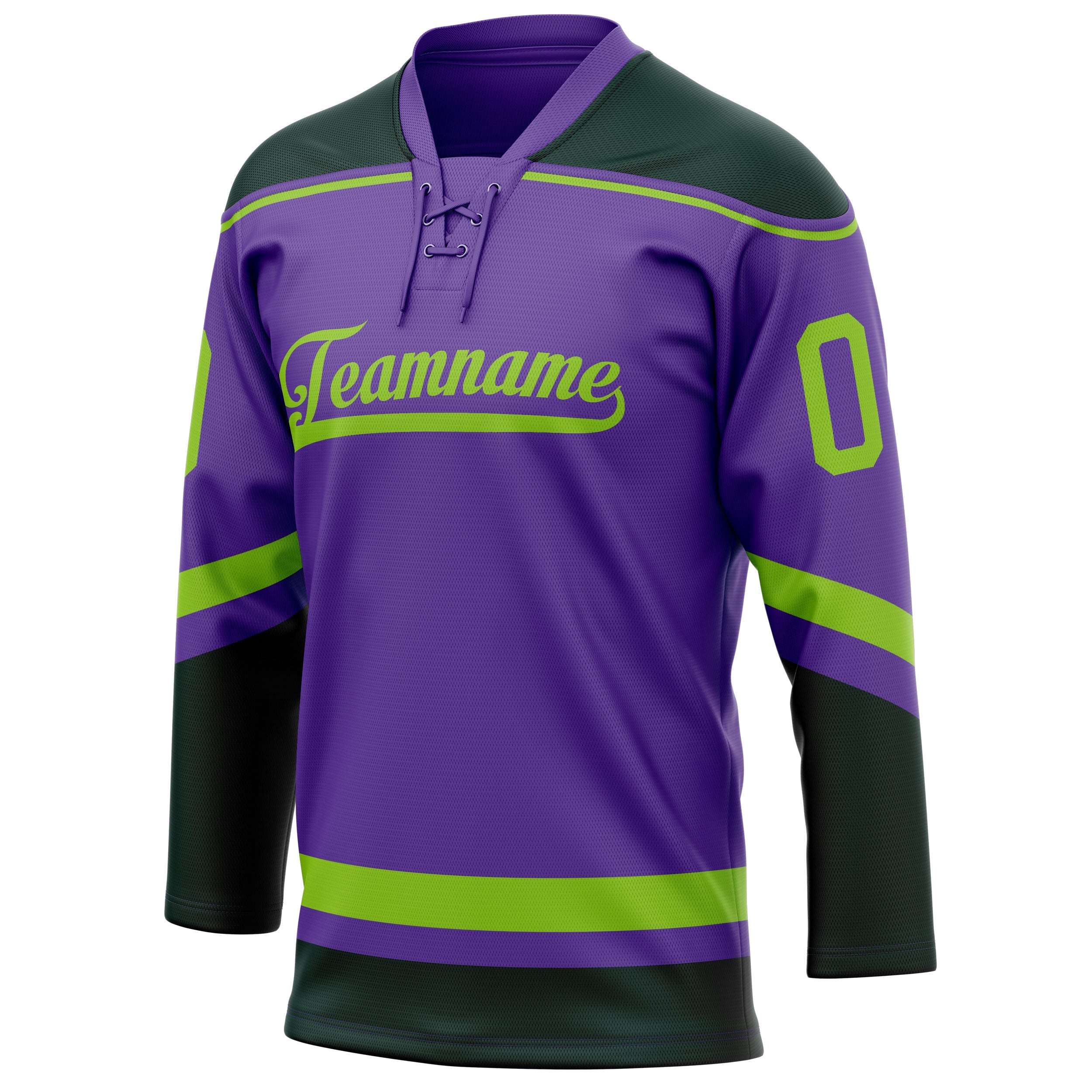 Custom Purple Neon Green Solid Colour Hockey Jersey