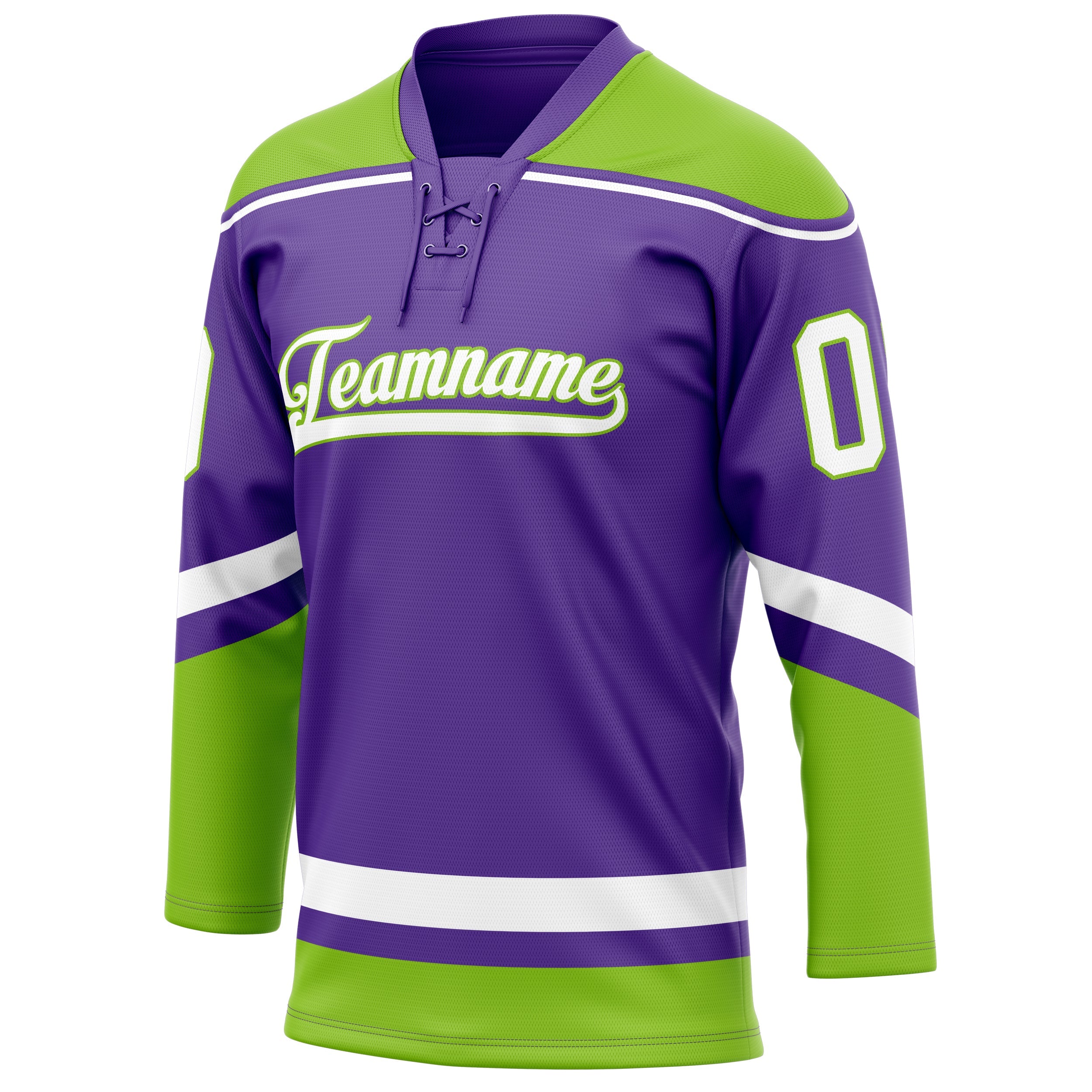 Custom Purple Neon Green Solid Colour Hockey Jersey