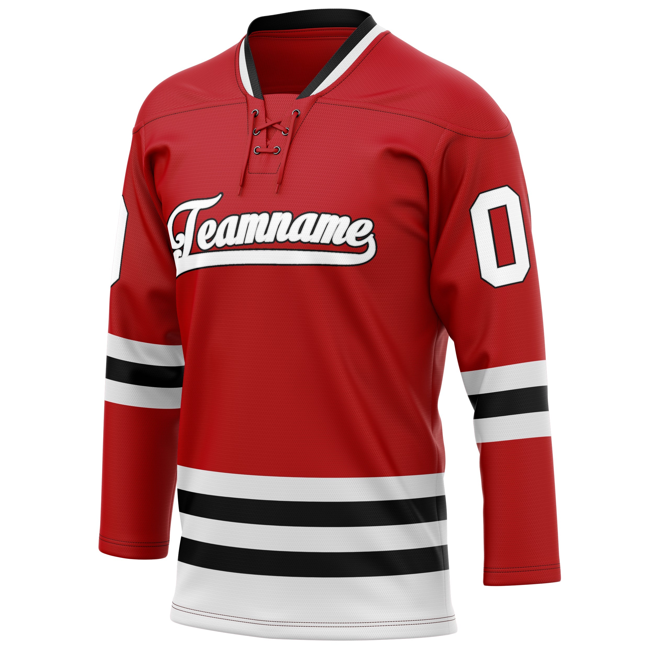 Custom Red White Solid Colour Hockey Jersey