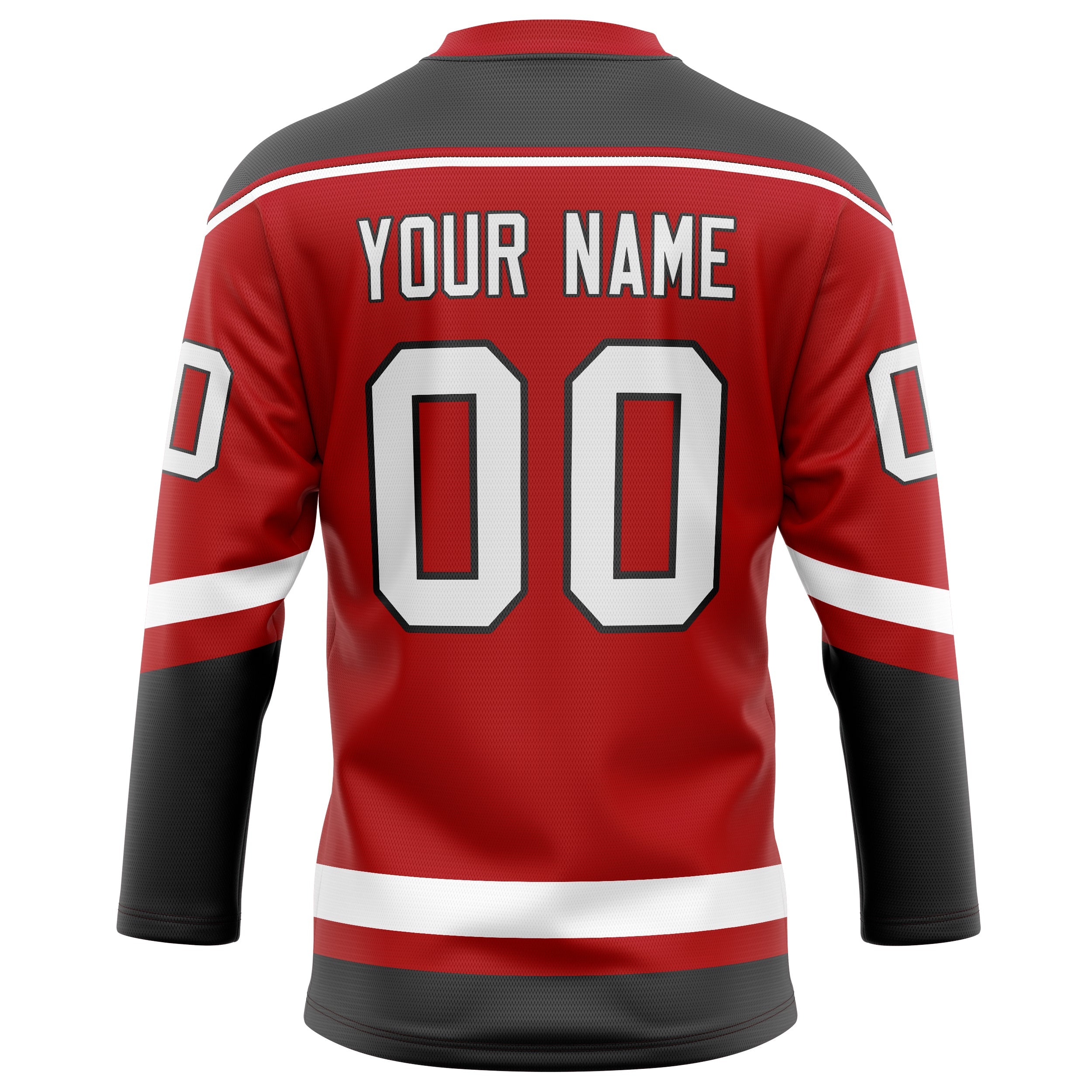 Custom Red Gray Solid Colour Hockey Jersey