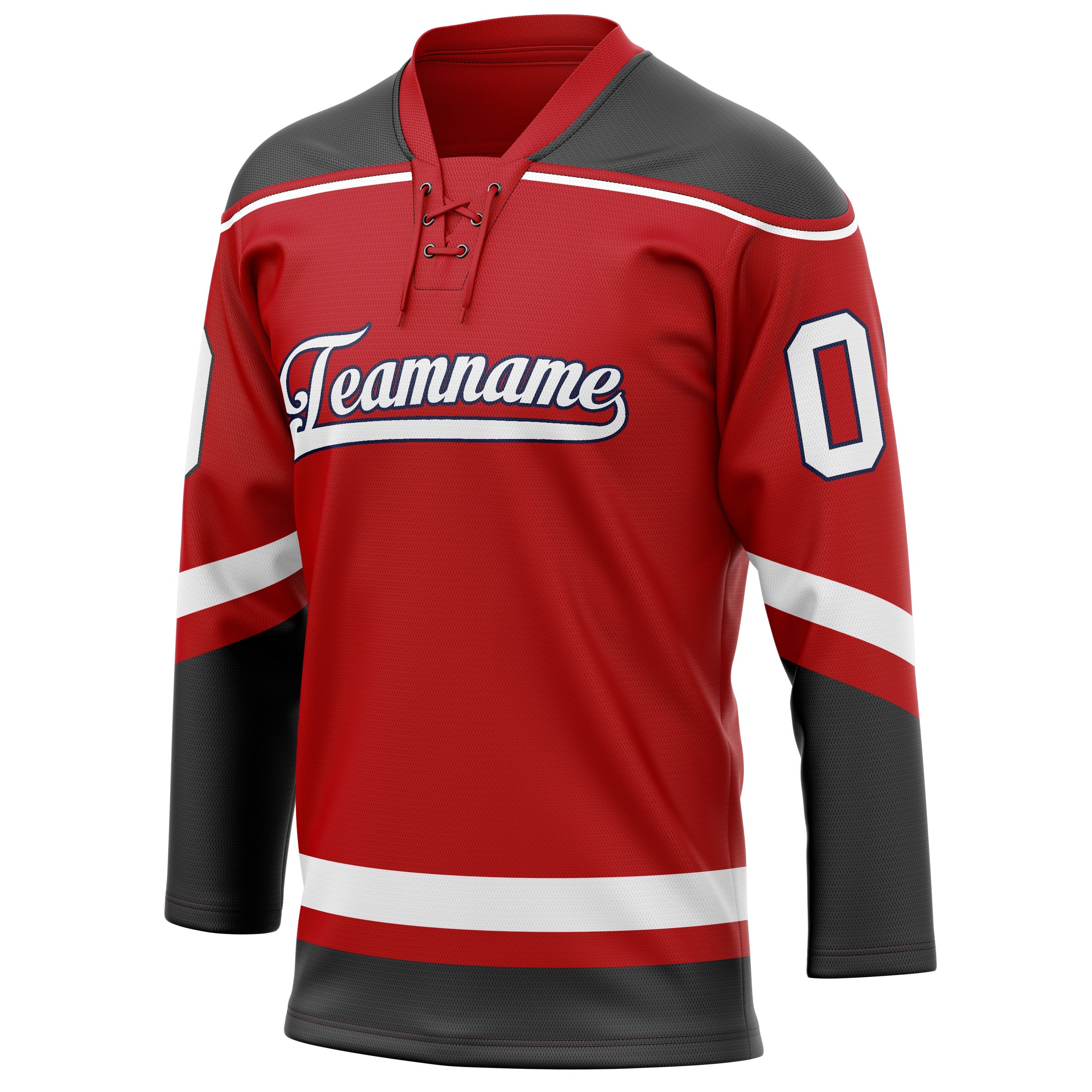 Custom Red Gray Solid Colour Hockey Jersey