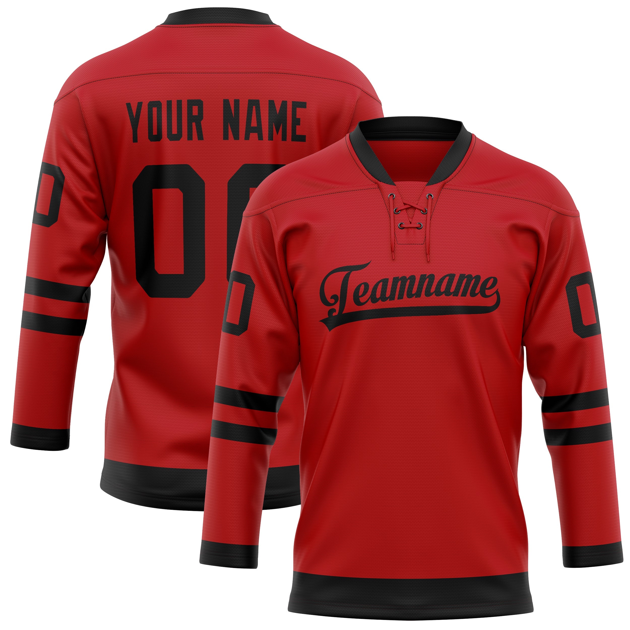 Custom Red Black Solid Colour Hockey Jersey