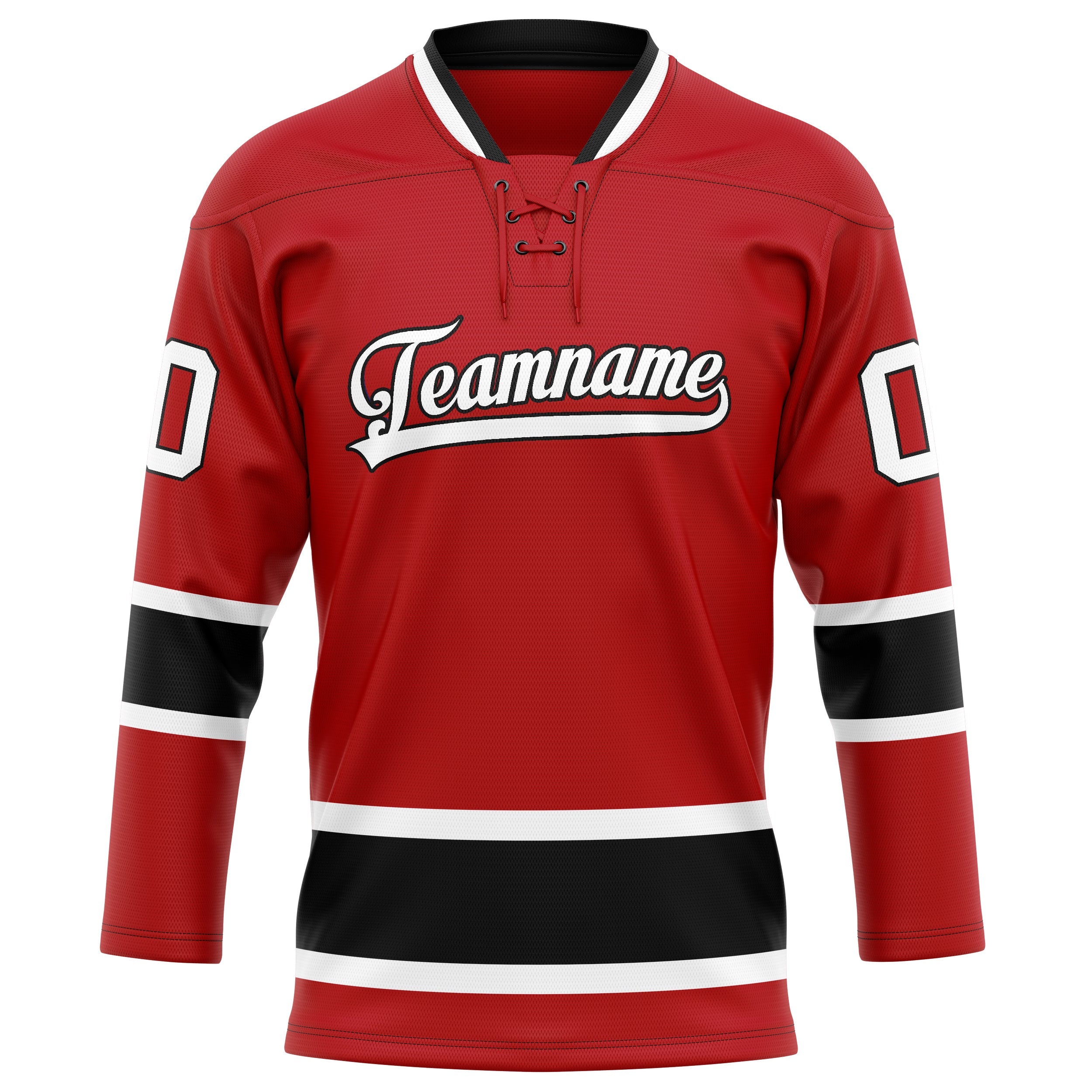Custom Red Black Solid Colour Hockey Jersey