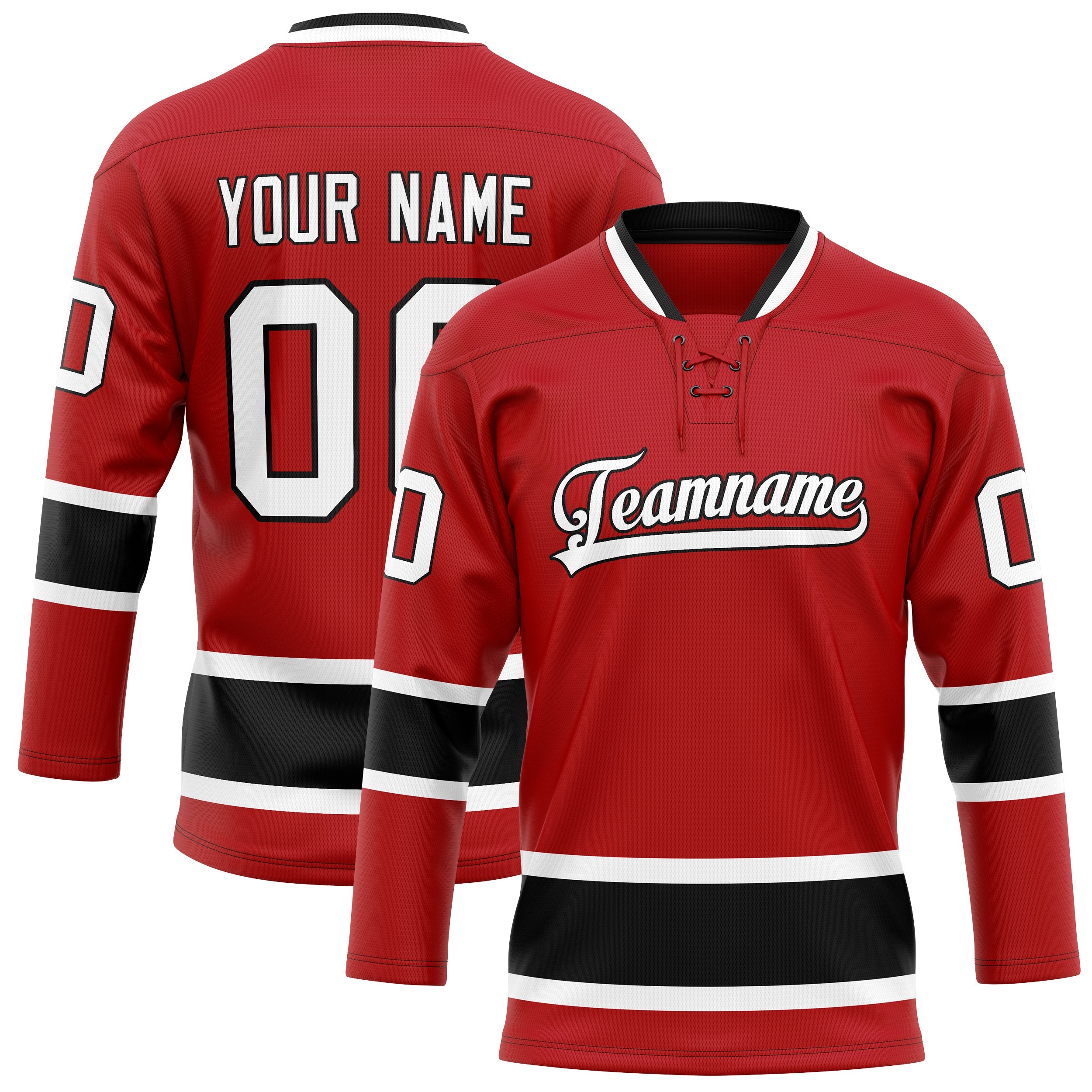 Custom Red Black Solid Colour Hockey Jersey