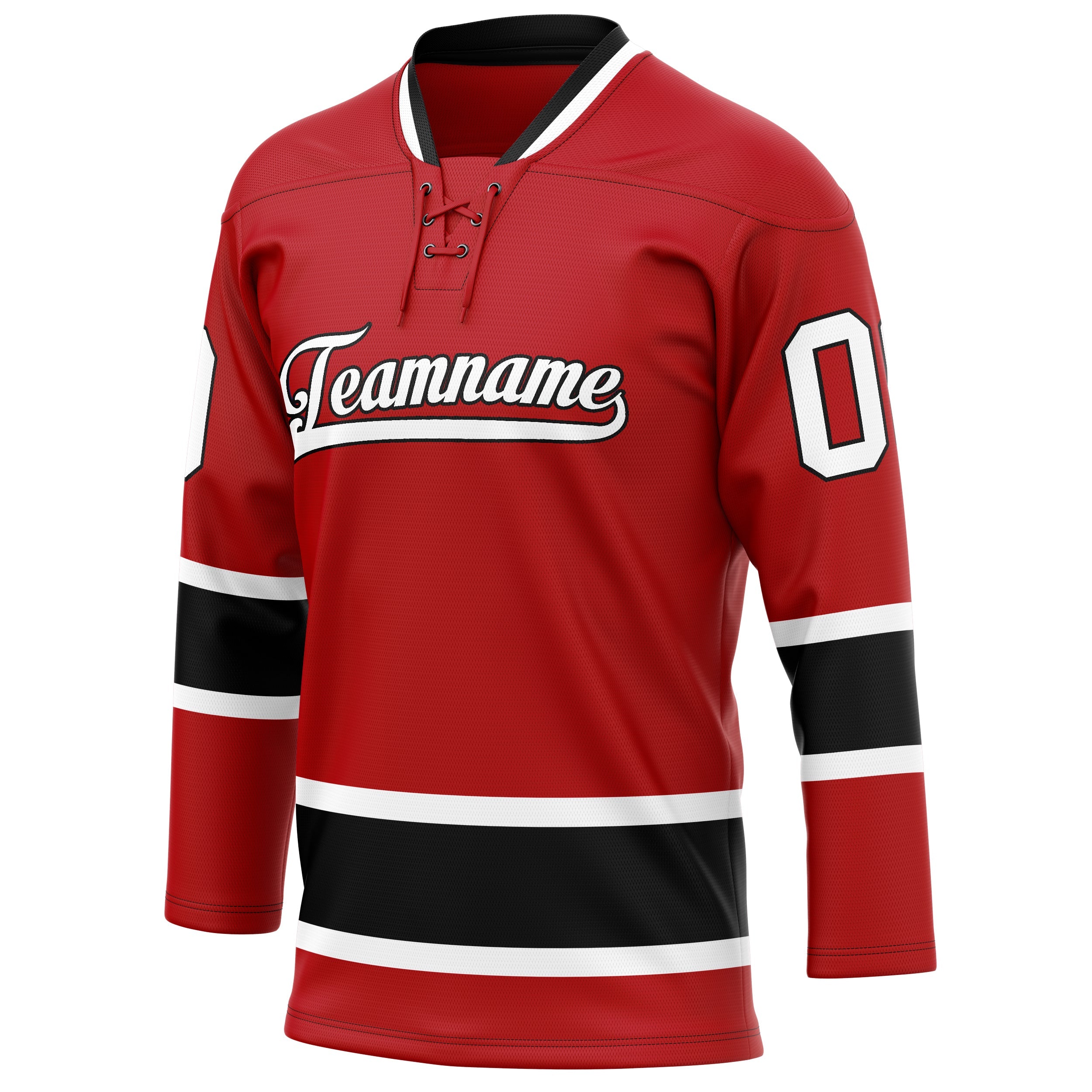 Custom Red Black Solid Colour Hockey Jersey