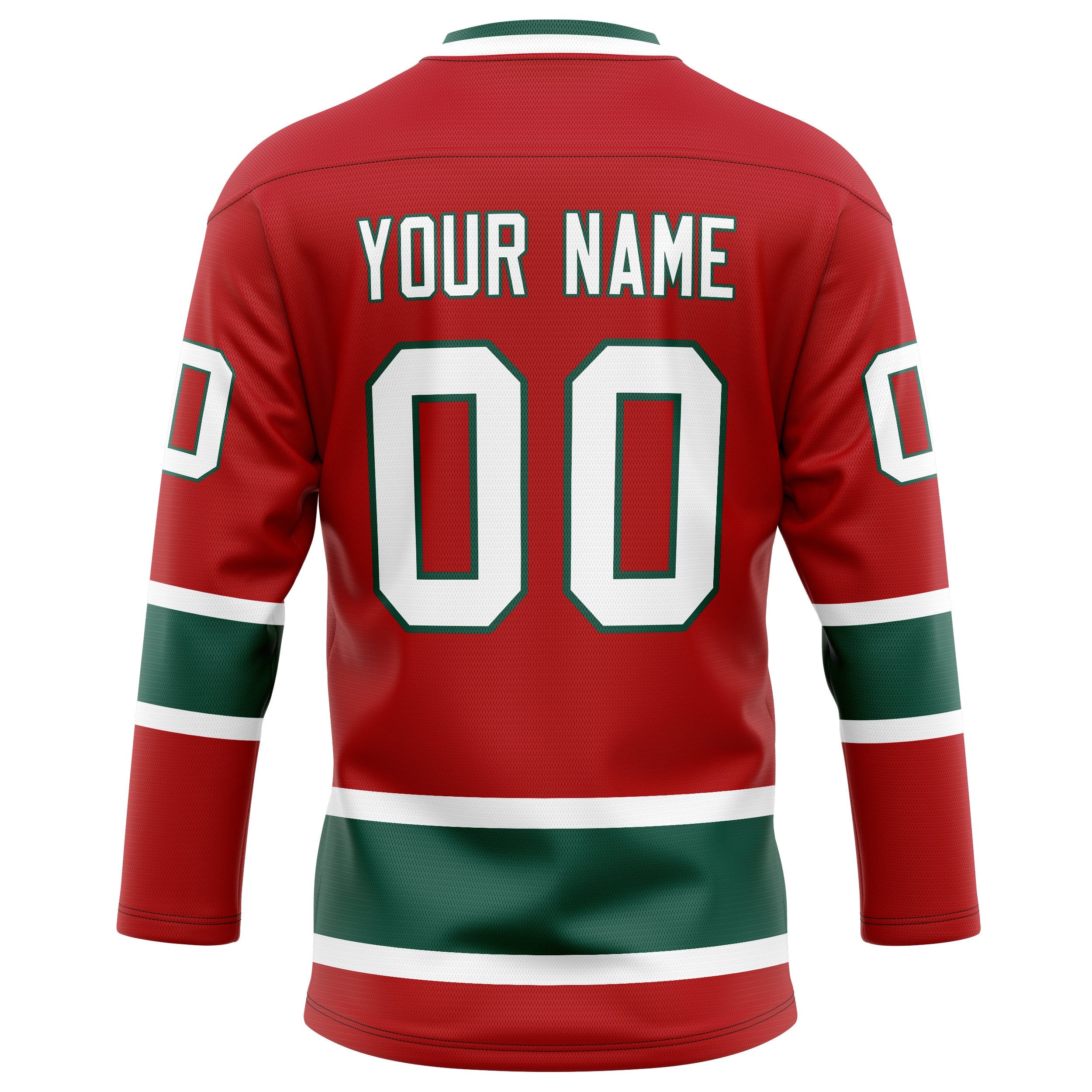 Custom Red Kelly Green Solid Colour Hockey Jersey