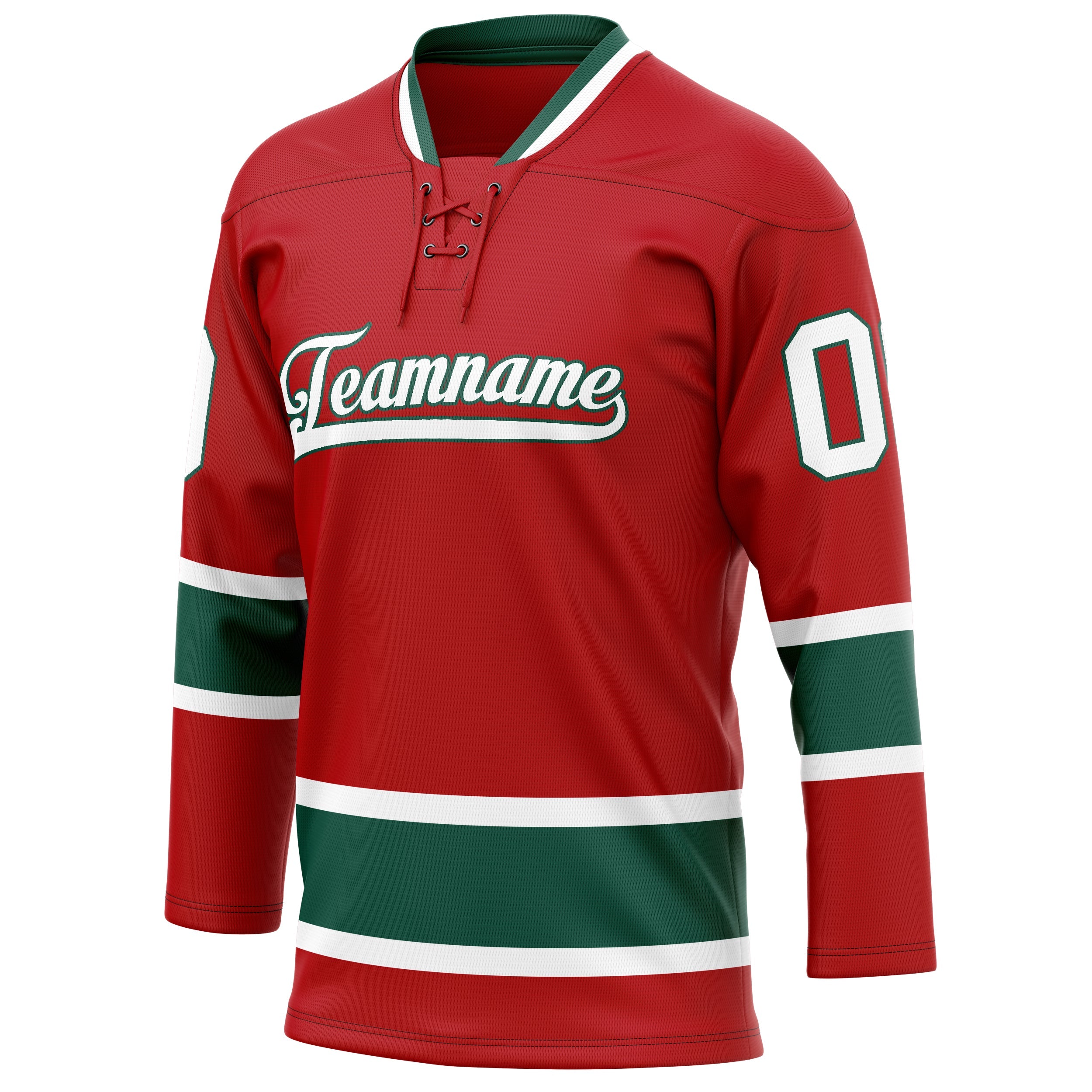 Custom Red Kelly Green Solid Colour Hockey Jersey