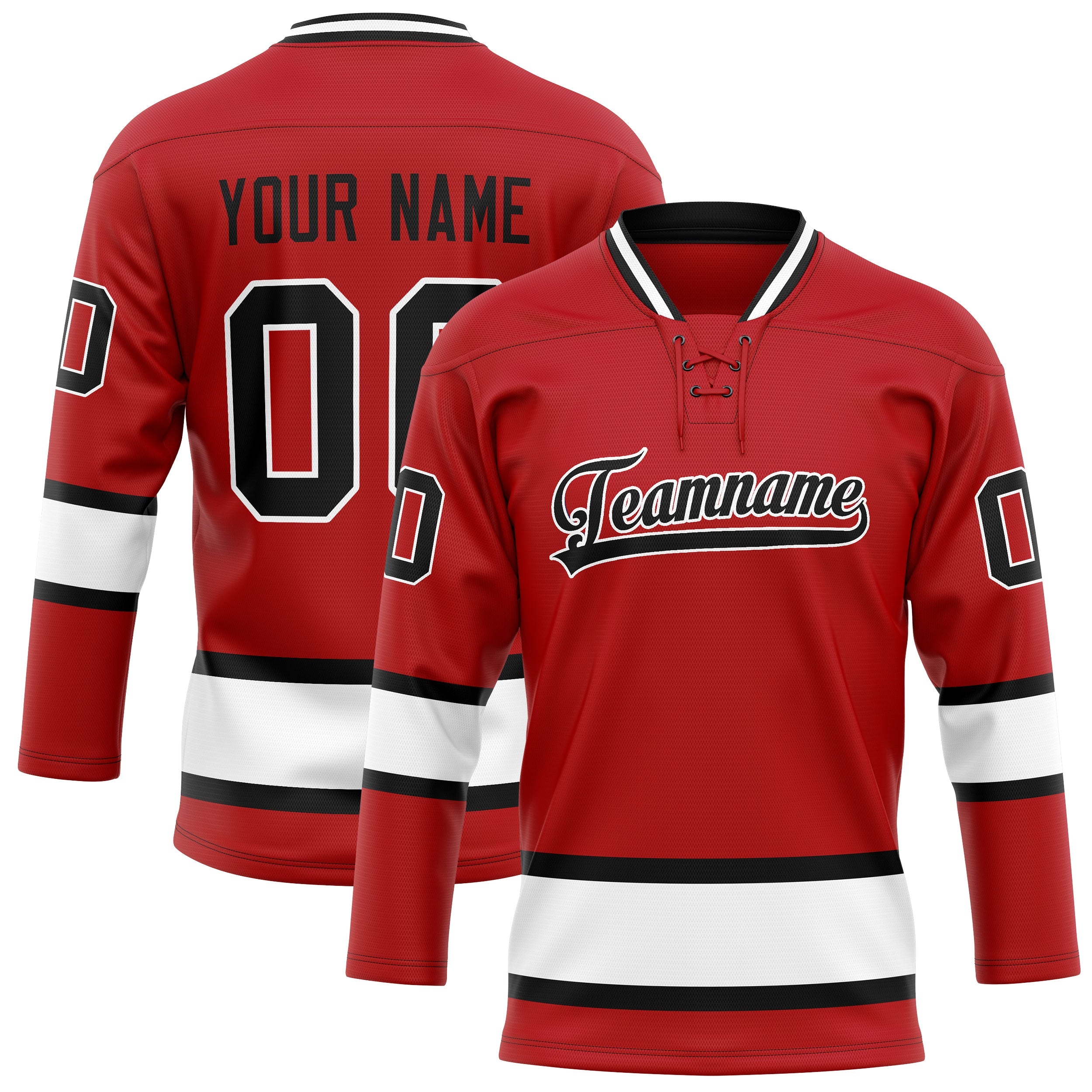 Custom Red White Solid Colour Hockey Jersey