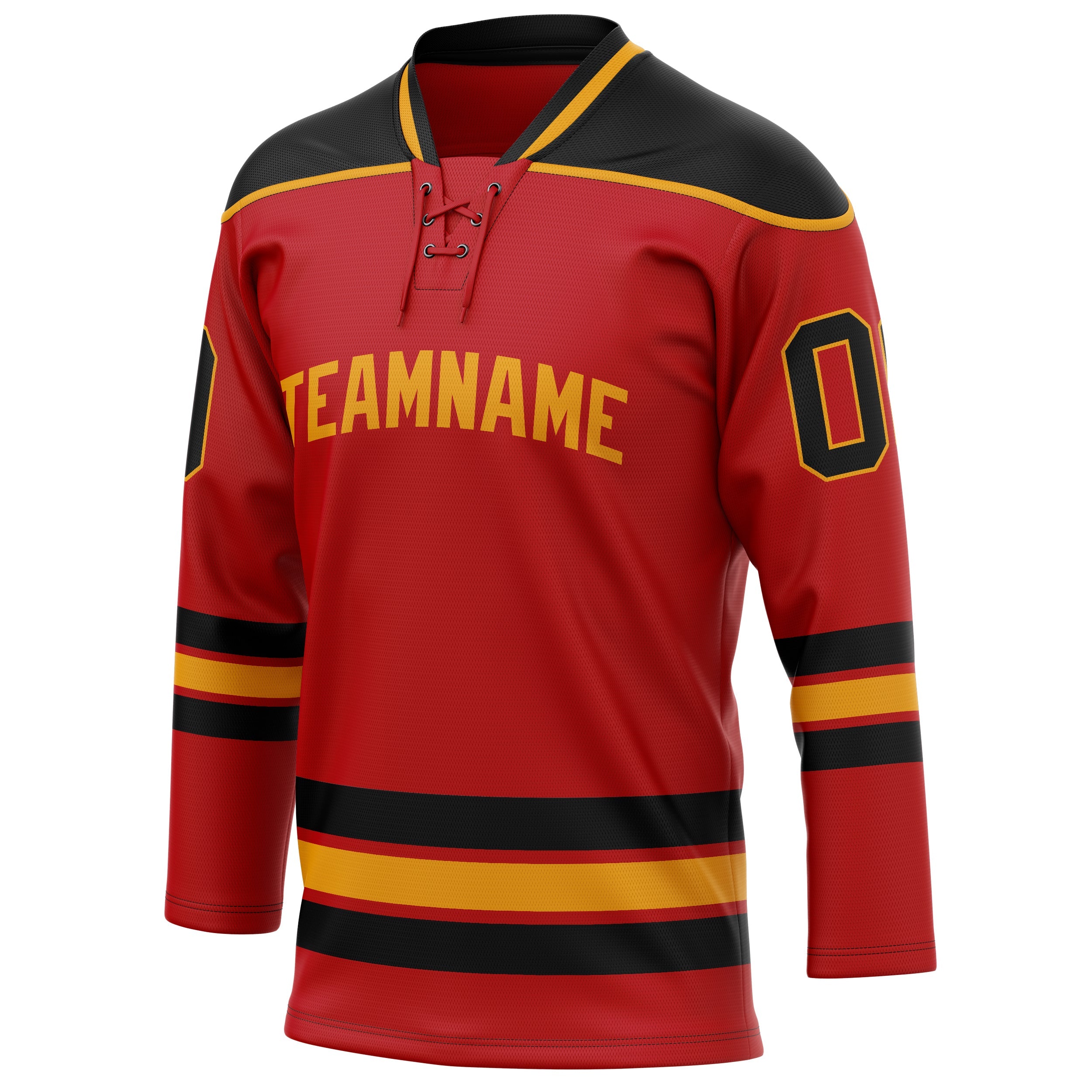 Custom Red Black Solid Colour Hockey Jersey