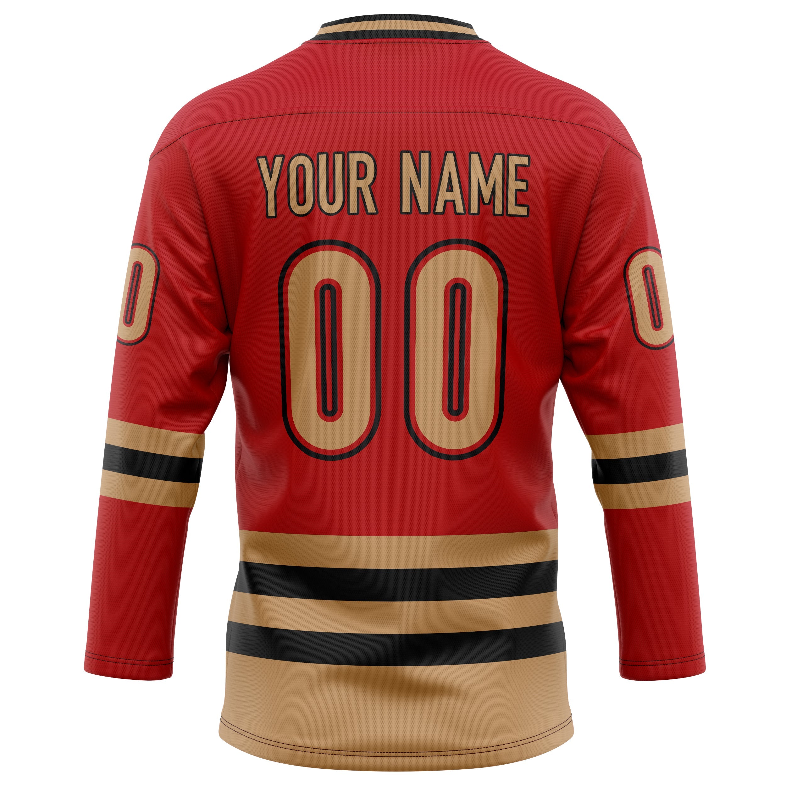 Custom Red Old Gold Solid Colour Hockey Jersey