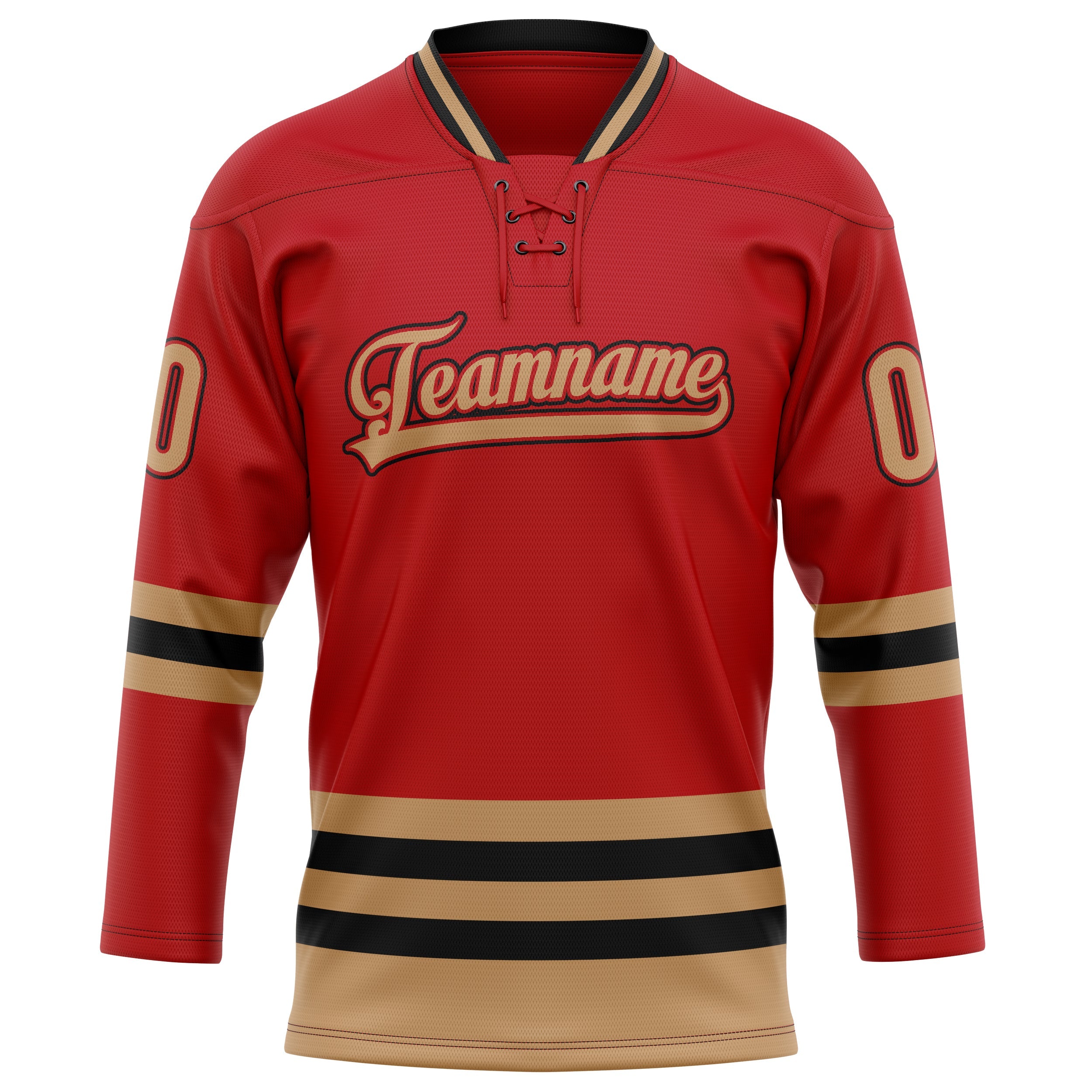 Custom Red Old Gold Solid Colour Hockey Jersey